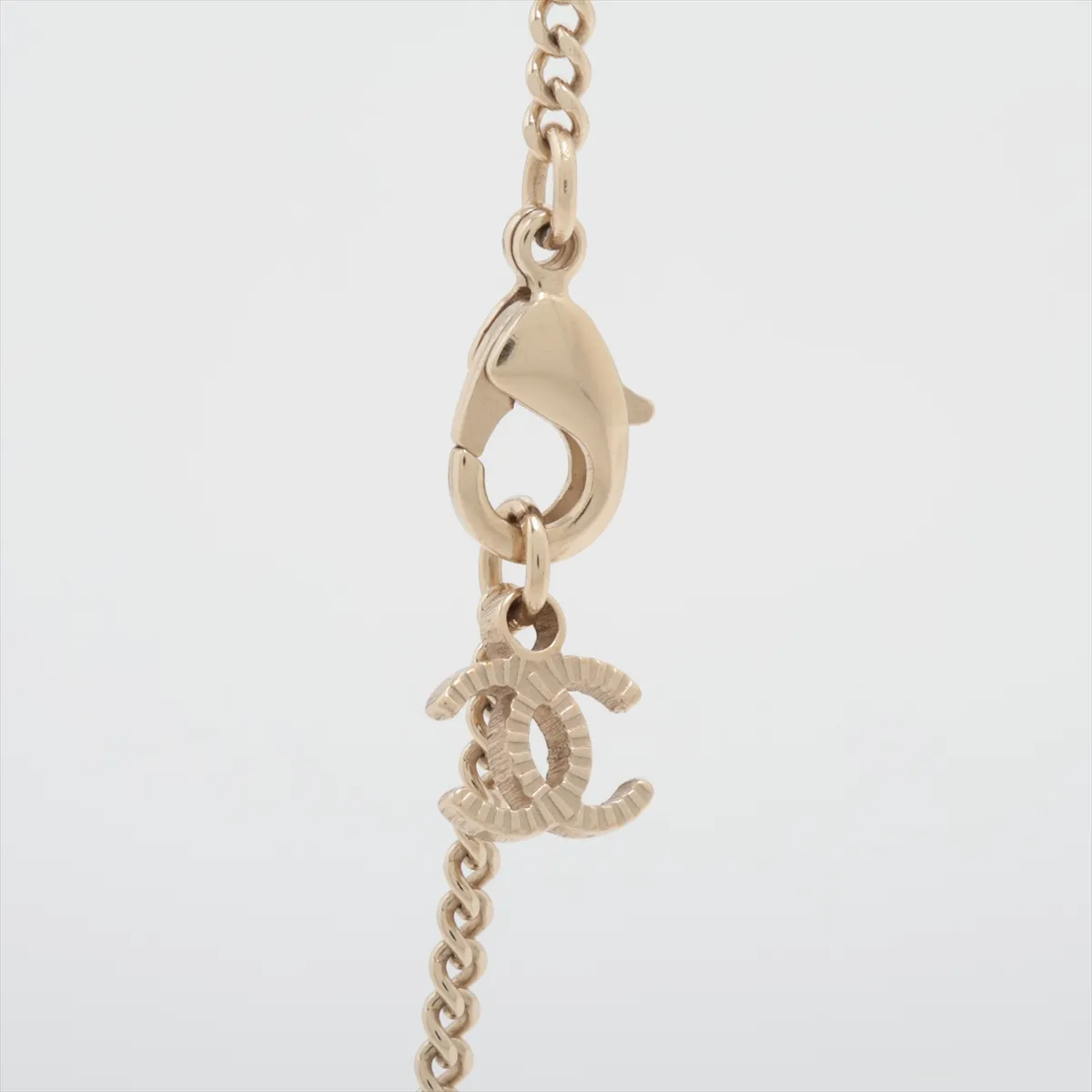 Coco Mark A19B Necklace, GP x Rhinestone x Faux Pearl, Gold, — view 3