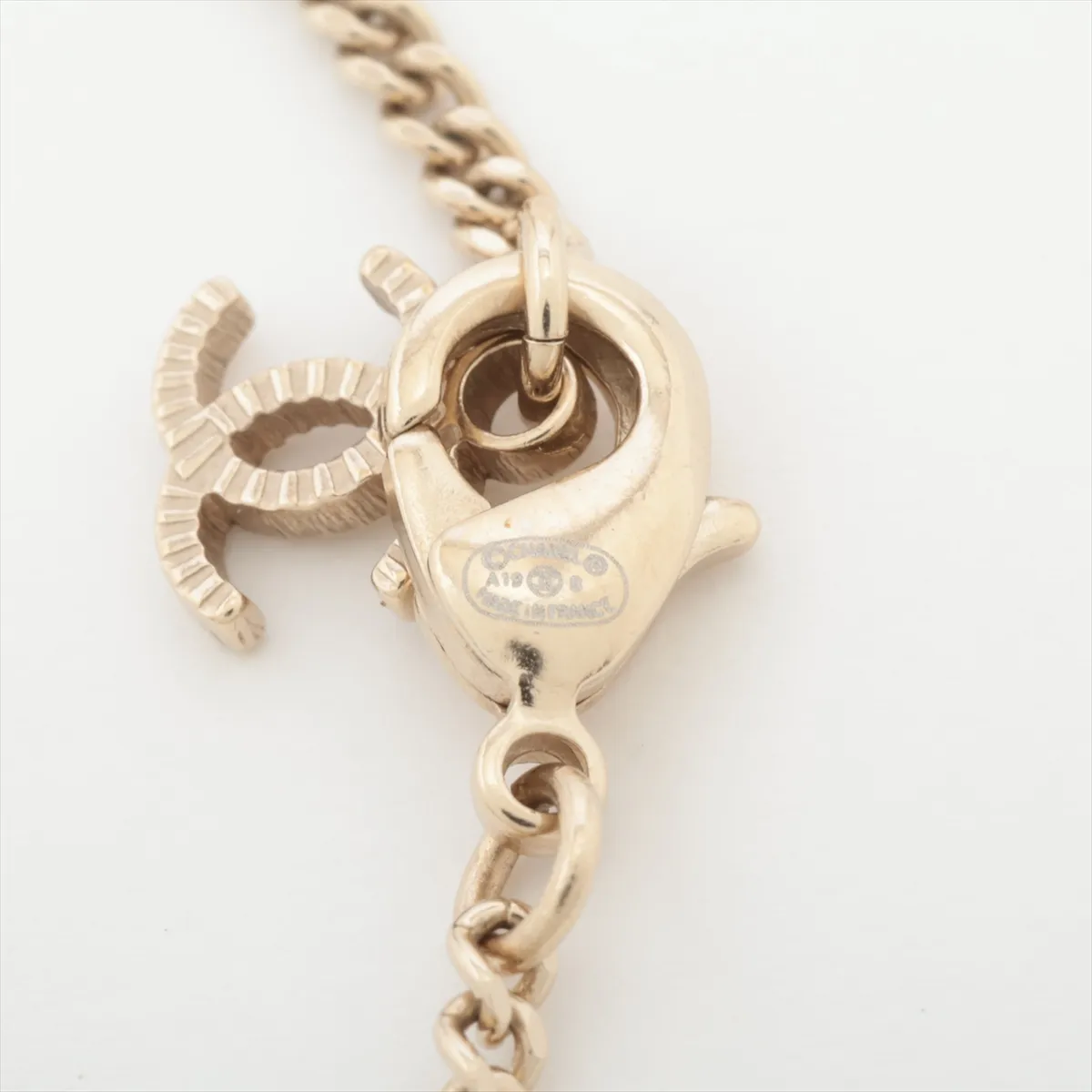 Coco Mark A19B Necklace, GP x Rhinestone x Faux Pearl, Gold, — view 4