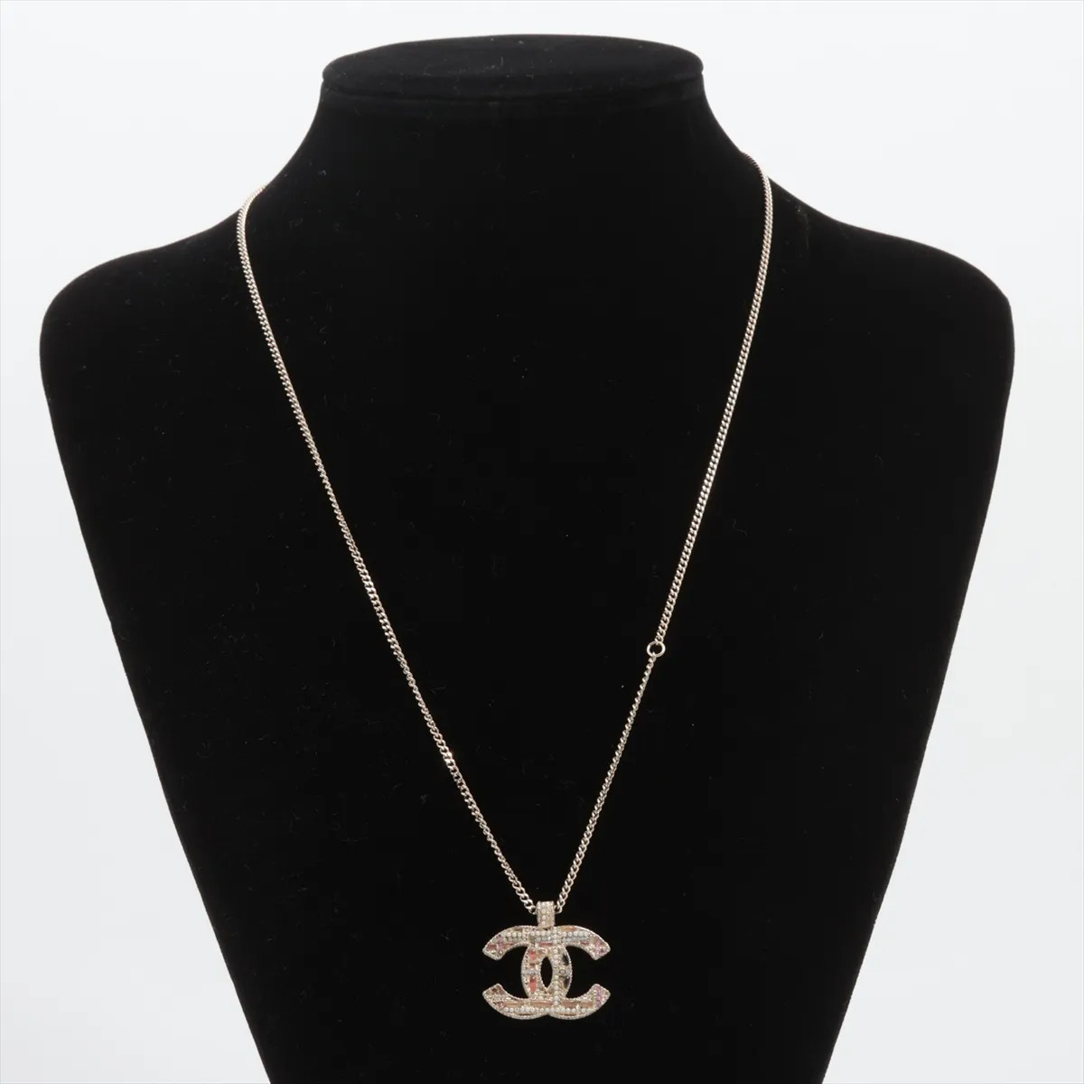 Coco Mark A19B Necklace, GP x Rhinestone x Faux Pearl, Gold, — view 5