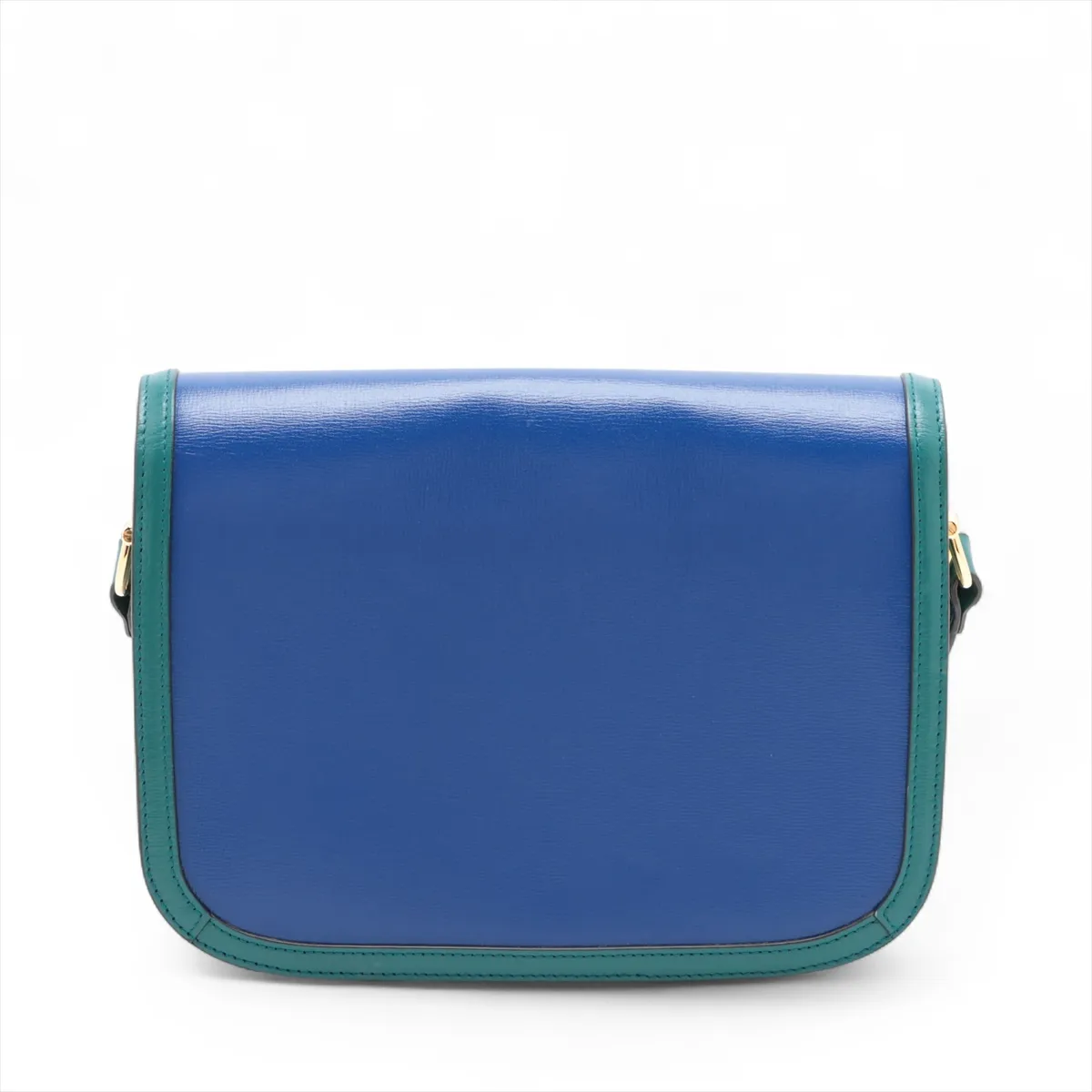 Horsebit 1955 Leather Shoulder Bag, Blue x Green, 602204 — view 2