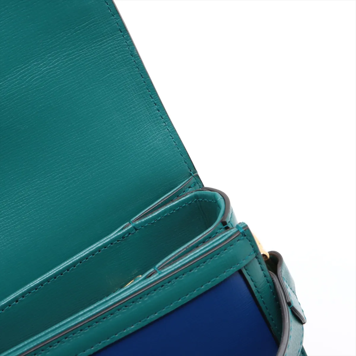 Horsebit 1955 Leather Shoulder Bag, Blue x Green, 602204 — view 14