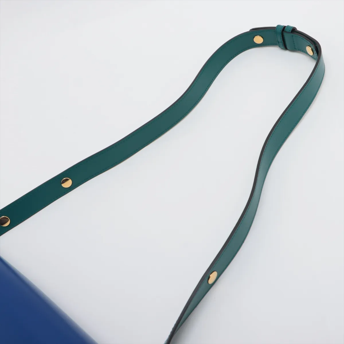 Horsebit 1955 Leather Shoulder Bag, Blue x Green, 602204 — view 5
