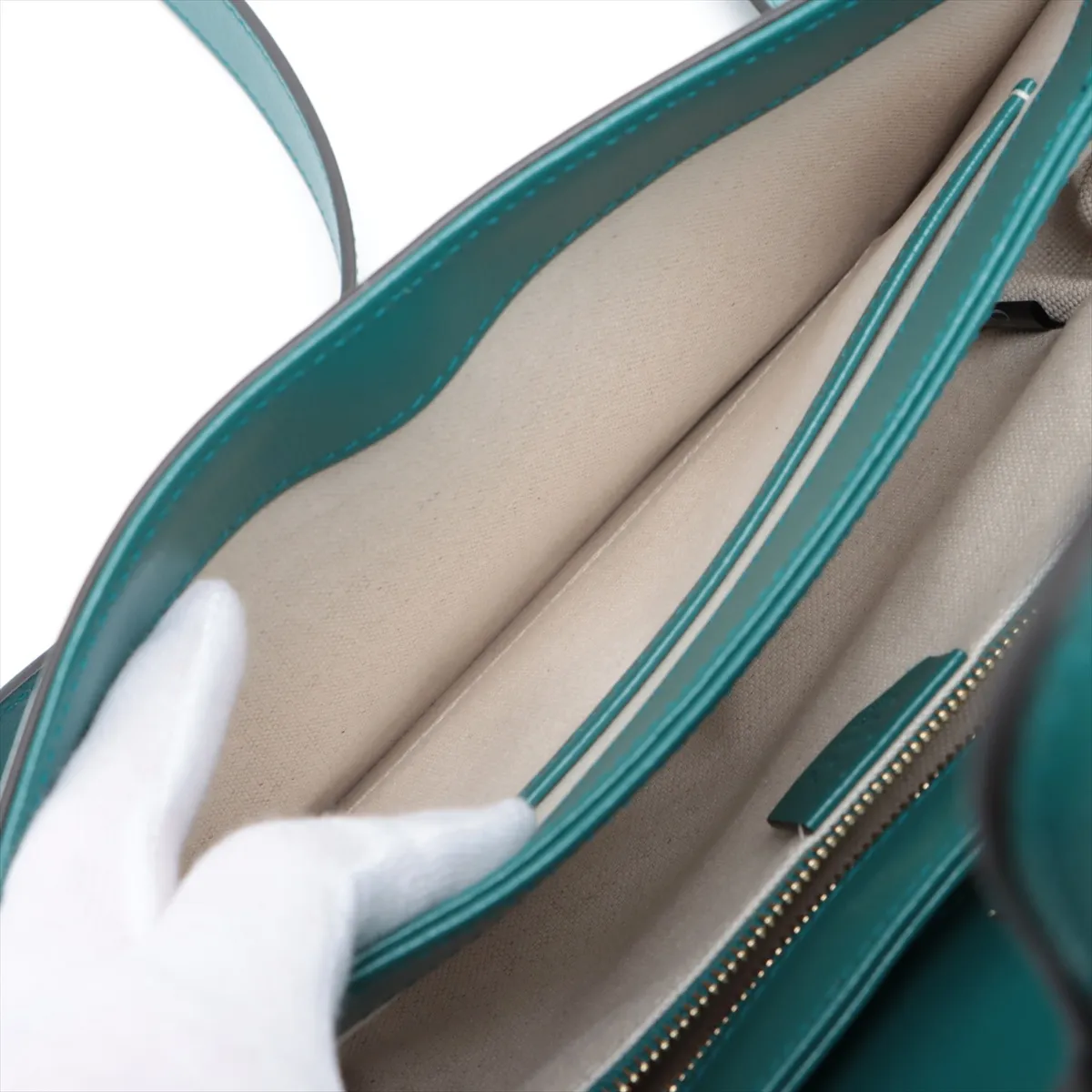 Horsebit 1955 Leather Shoulder Bag, Blue x Green, 602204 — view 7