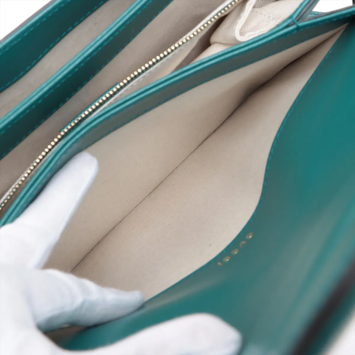 Horsebit 1955 Leather Shoulder Bag, Blue x Green, 602204 — view 8