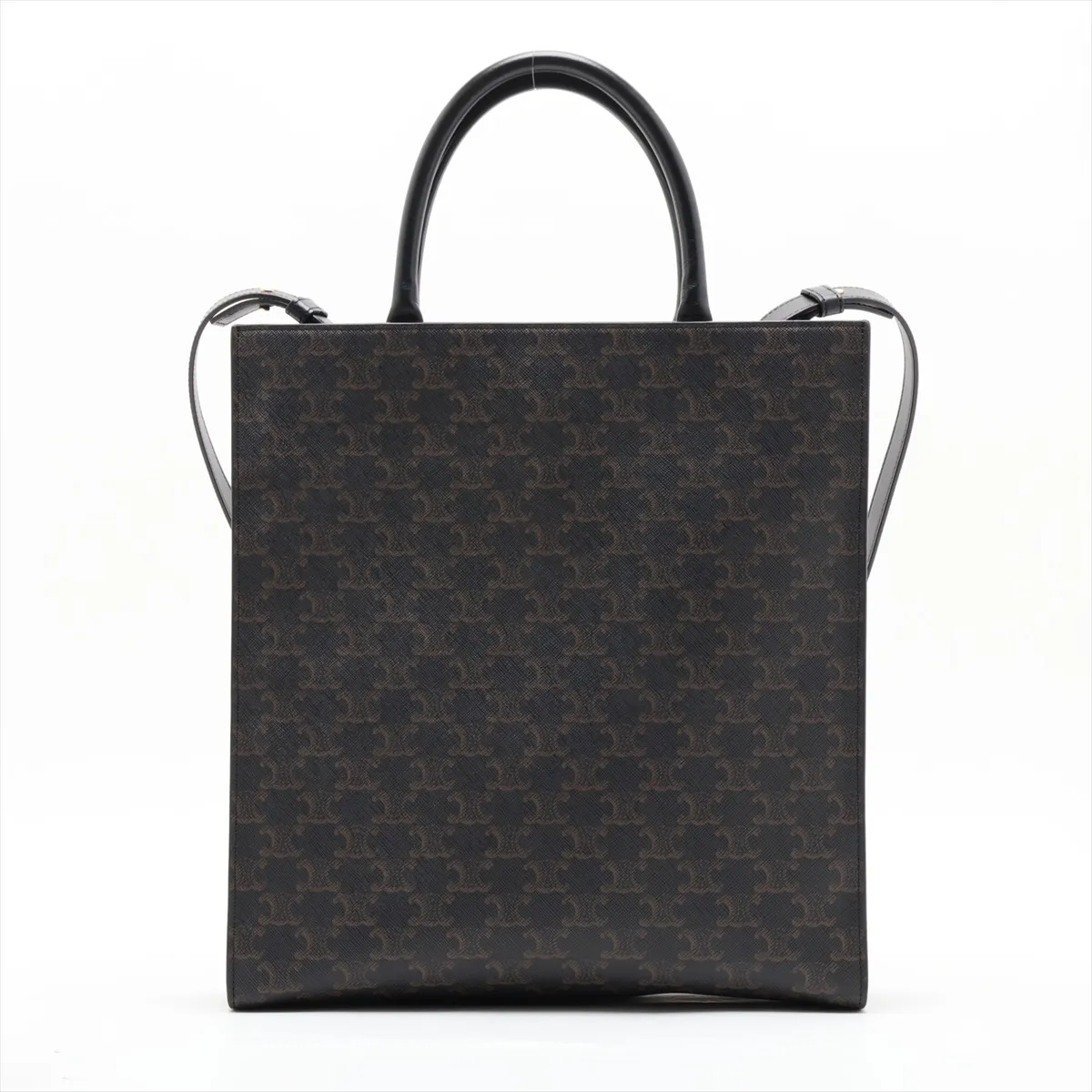Triomphe Vertical Cabas PVC x Leather 2-Way Tote Bag Black x Brown — view 2