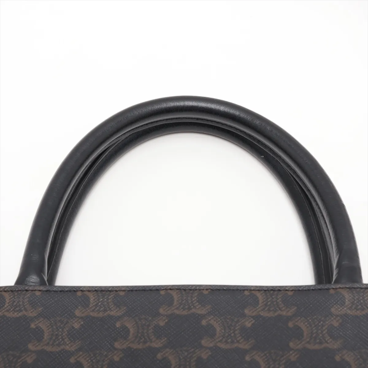 Triomphe Vertical Cabas PVC x Leather 2-Way Tote Bag Black x Brown — view 6