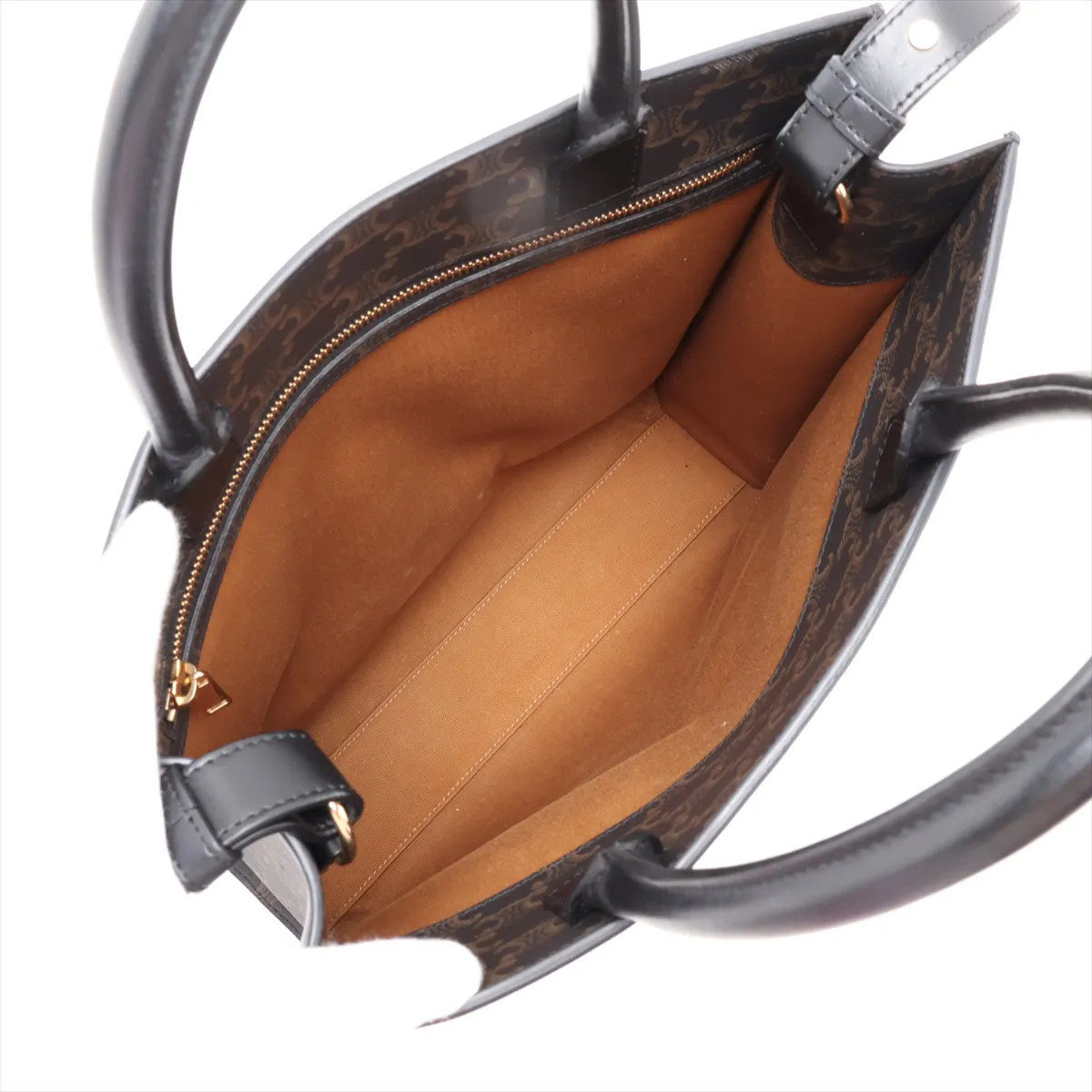 Triomphe Vertical Cabas PVC x Leather 2-Way Tote Bag Black x Brown — view 8