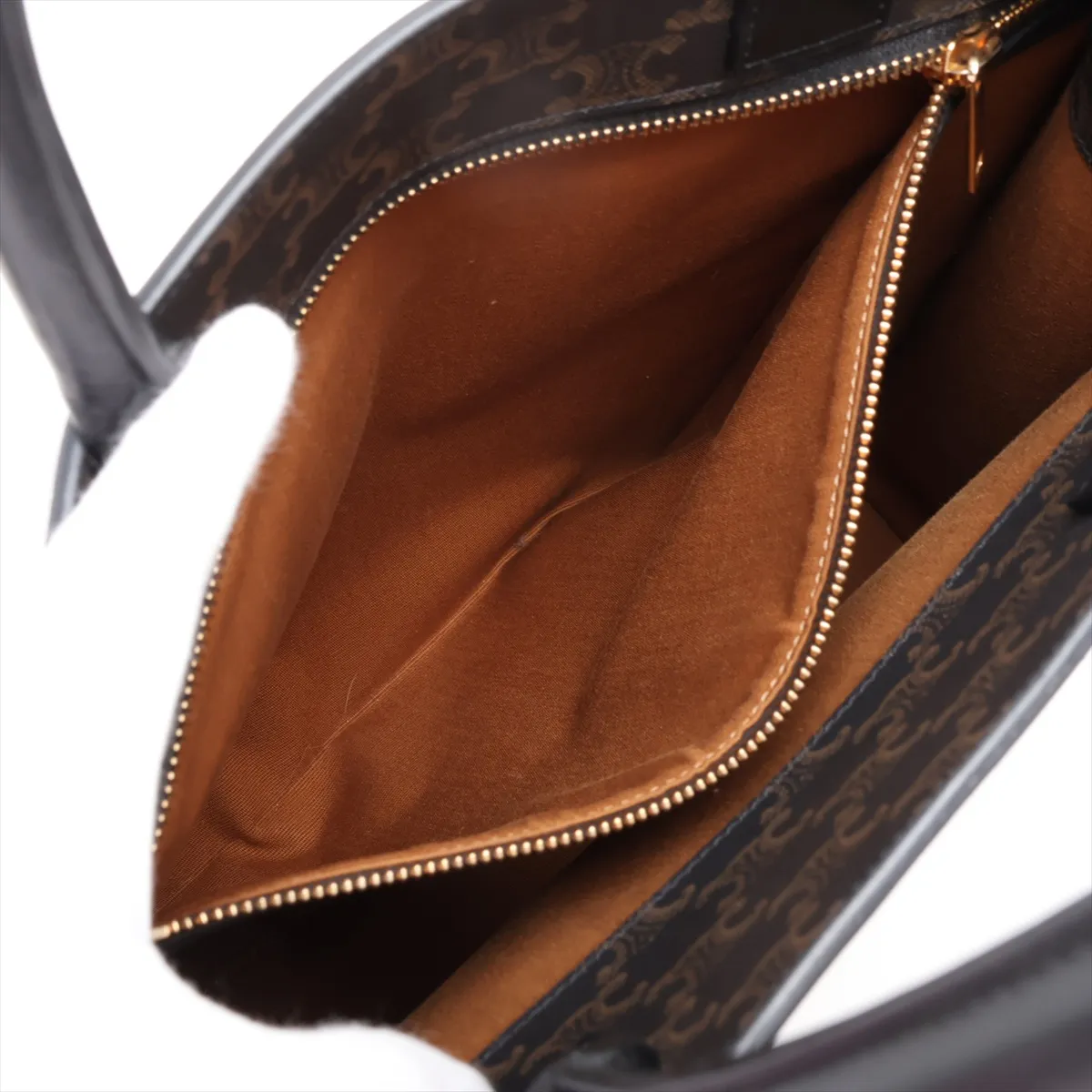 Triomphe Vertical Cabas PVC x Leather 2-Way Tote Bag Black x Brown — view 9