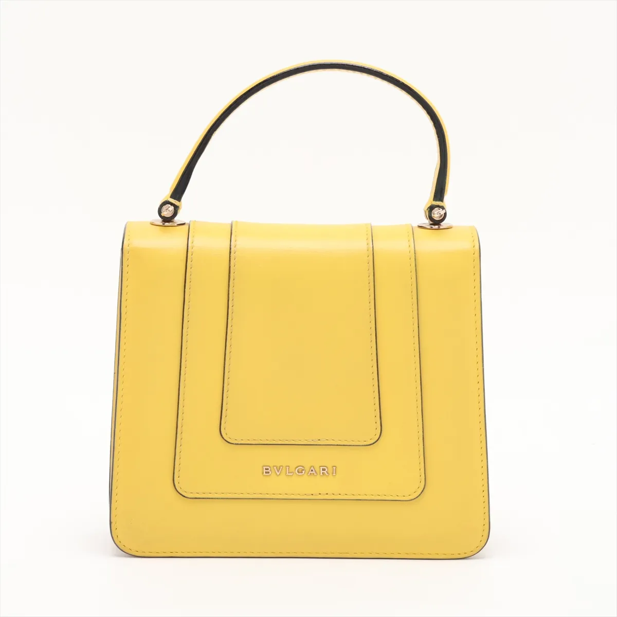 Serpenti Forever Leather 2-Way Handbag, Yellow — view 2