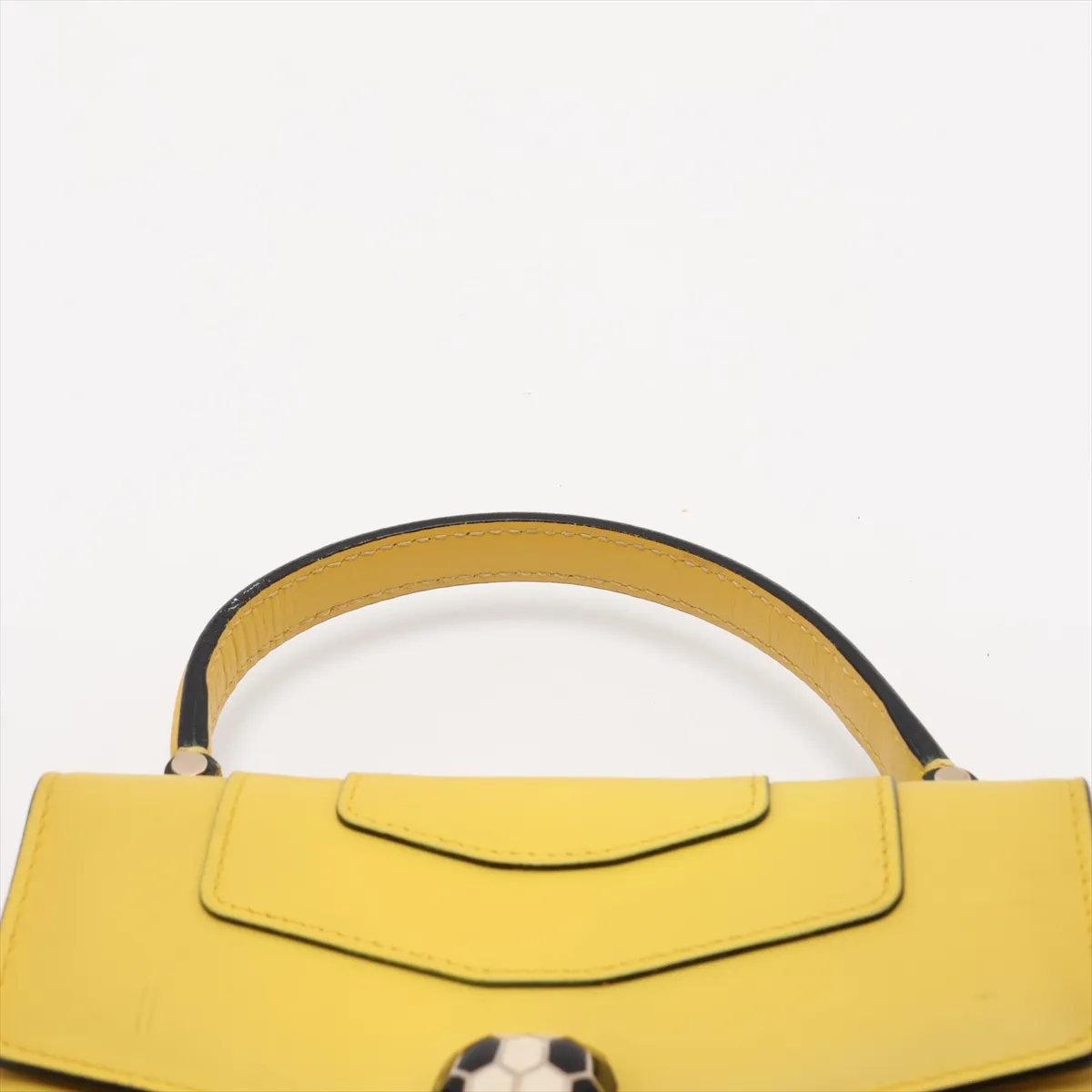 Serpenti Forever Leather 2-Way Handbag, Yellow — view 6