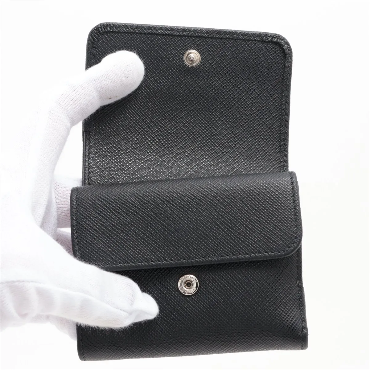 Saffiano 1MH043 Leather Compact Wallet Black — view 3