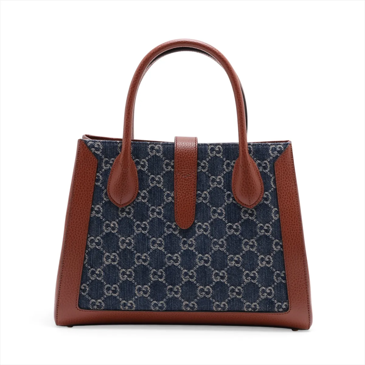 GG Denim Jackie 1961 Denim x Leather 2-Way Handbag Blue x Brown 649016 — view 2