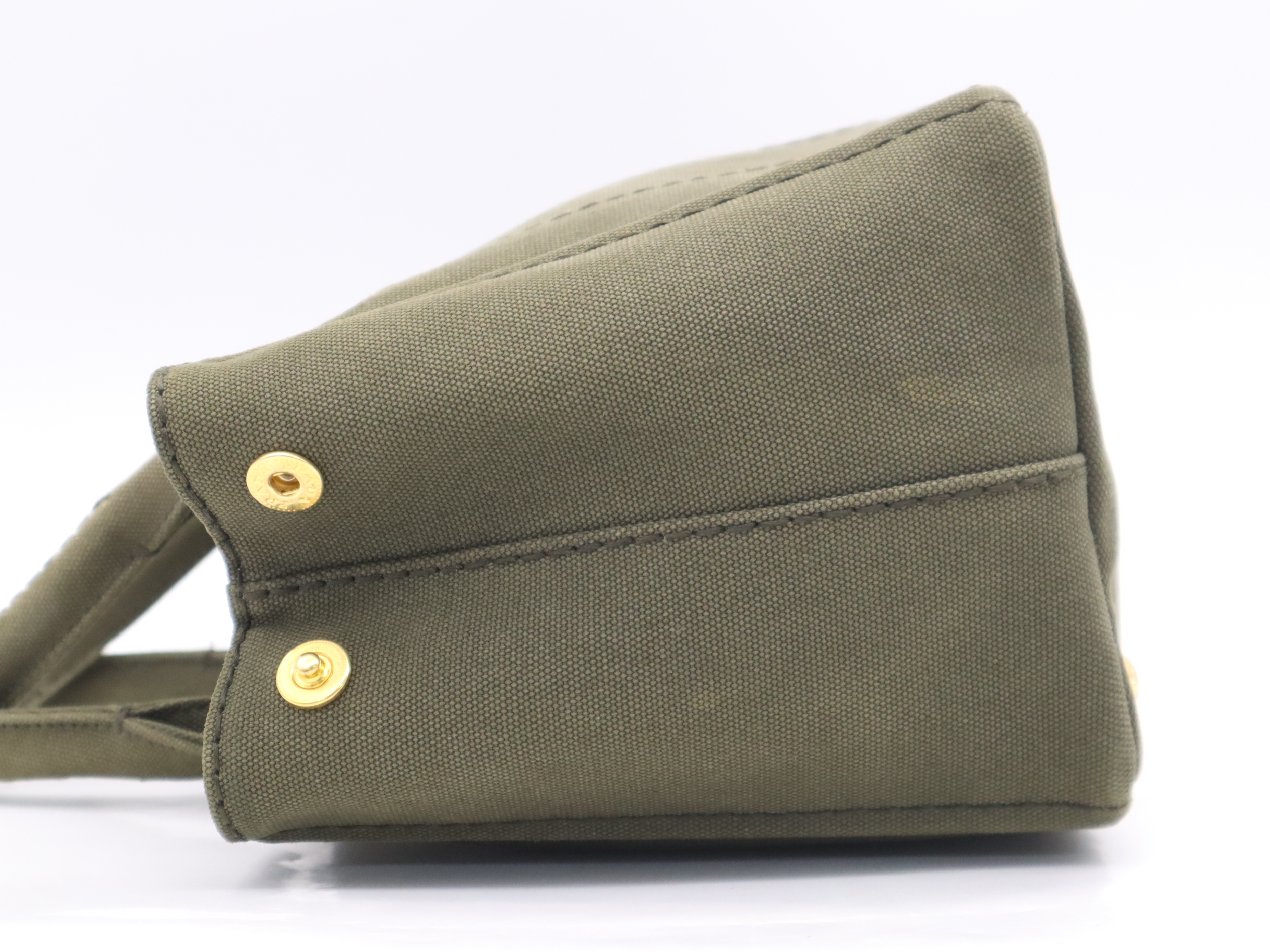 Canvas Canapa Mini Tote Bag, Khaki, Gold Hardware Tote Bag — view 3