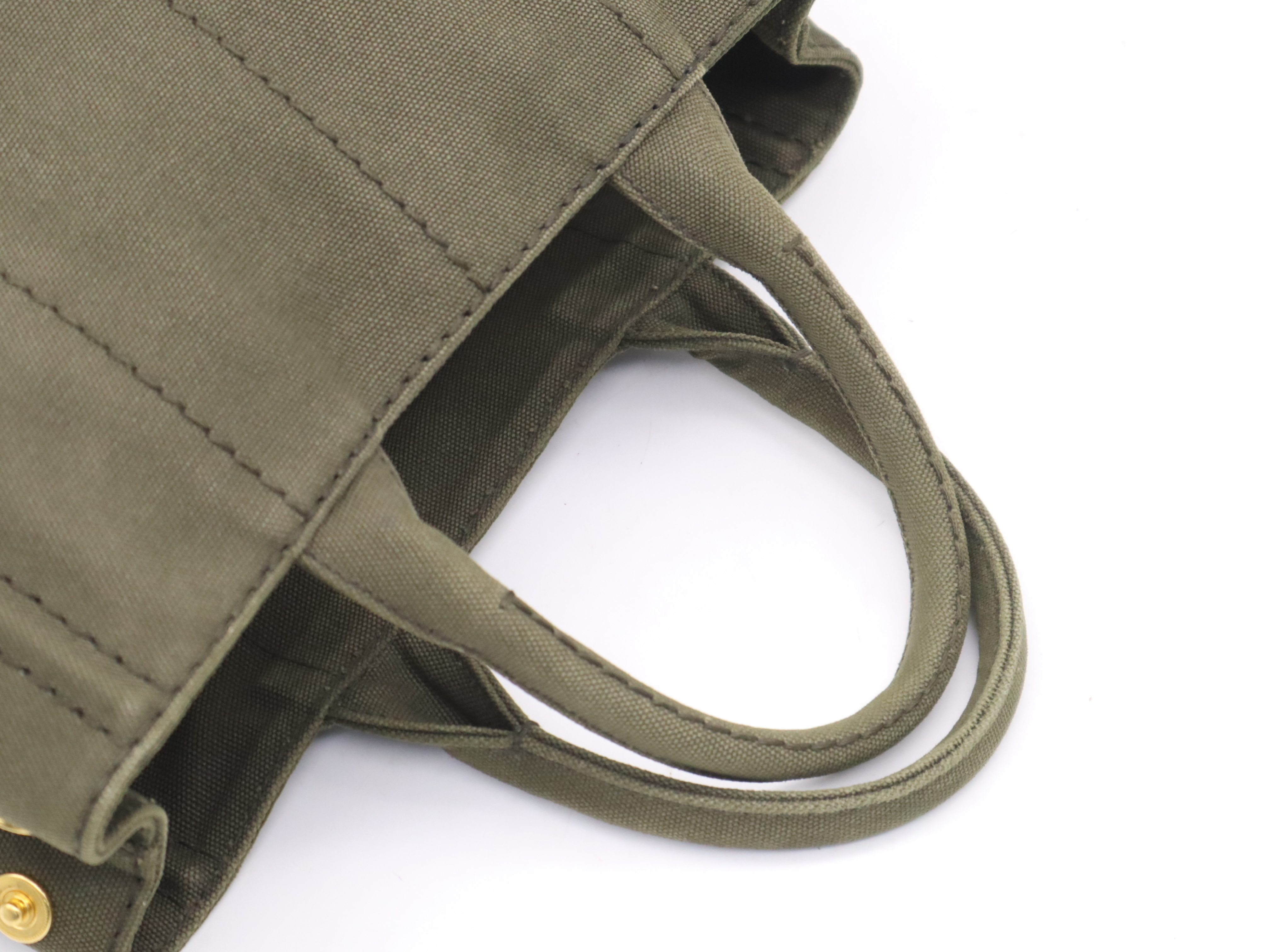 Canvas Canapa Mini Tote Bag, Khaki, Gold Hardware Tote Bag — view 6