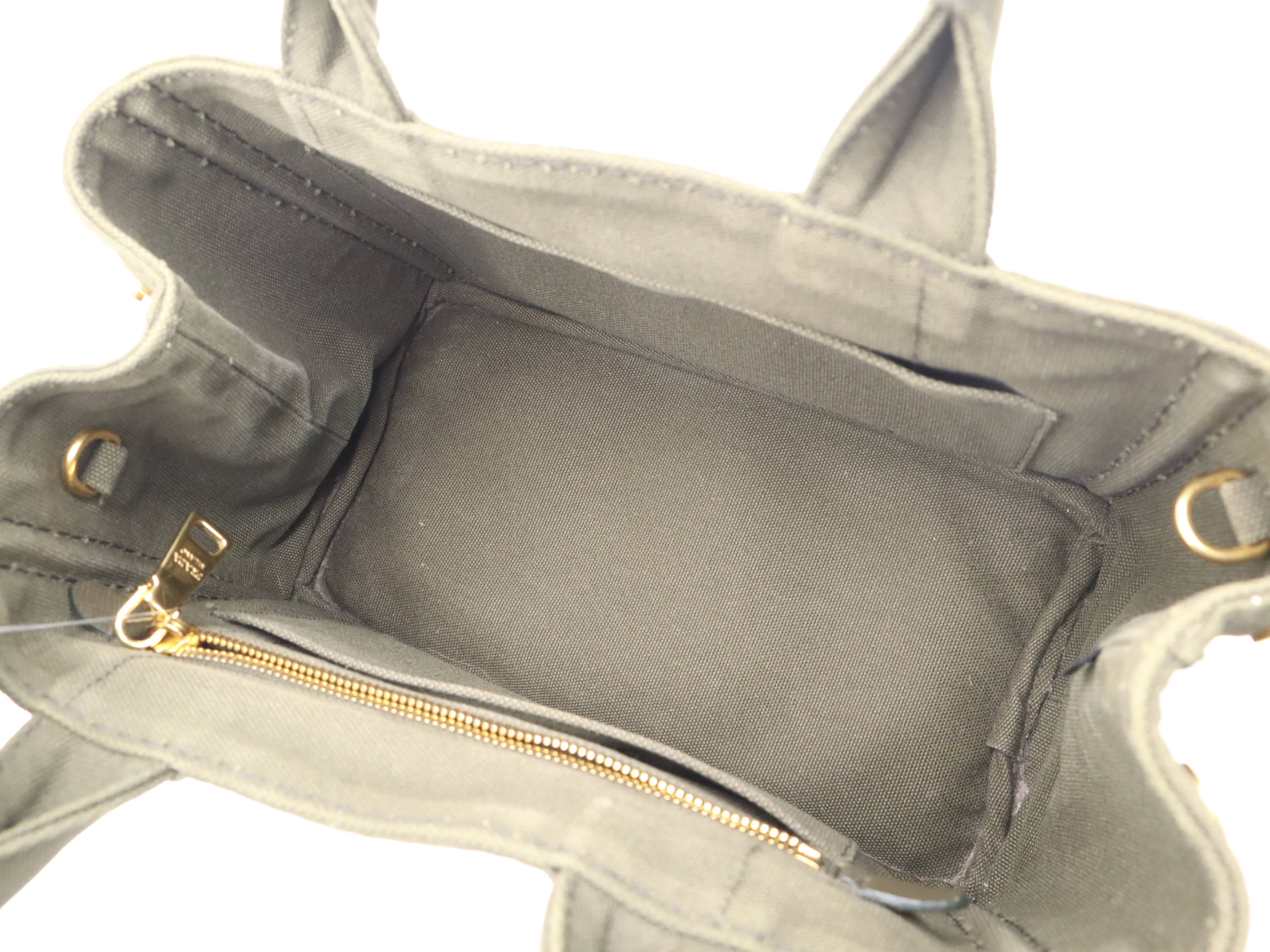 Canvas Canapa Mini Tote Bag, Khaki, Gold Hardware Tote Bag — view 10