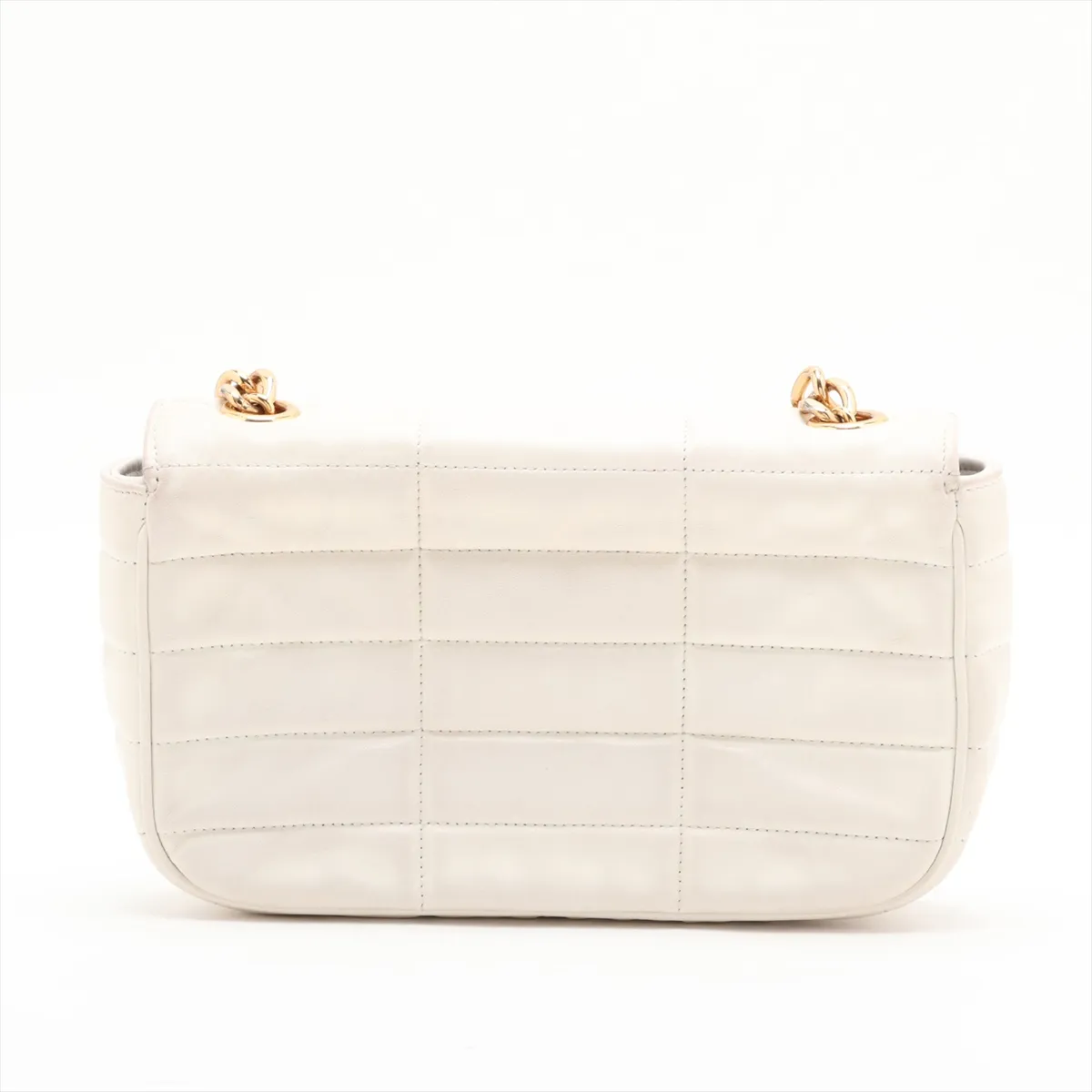 Monochrome Leather Chain Shoulder Bag, White — view 2