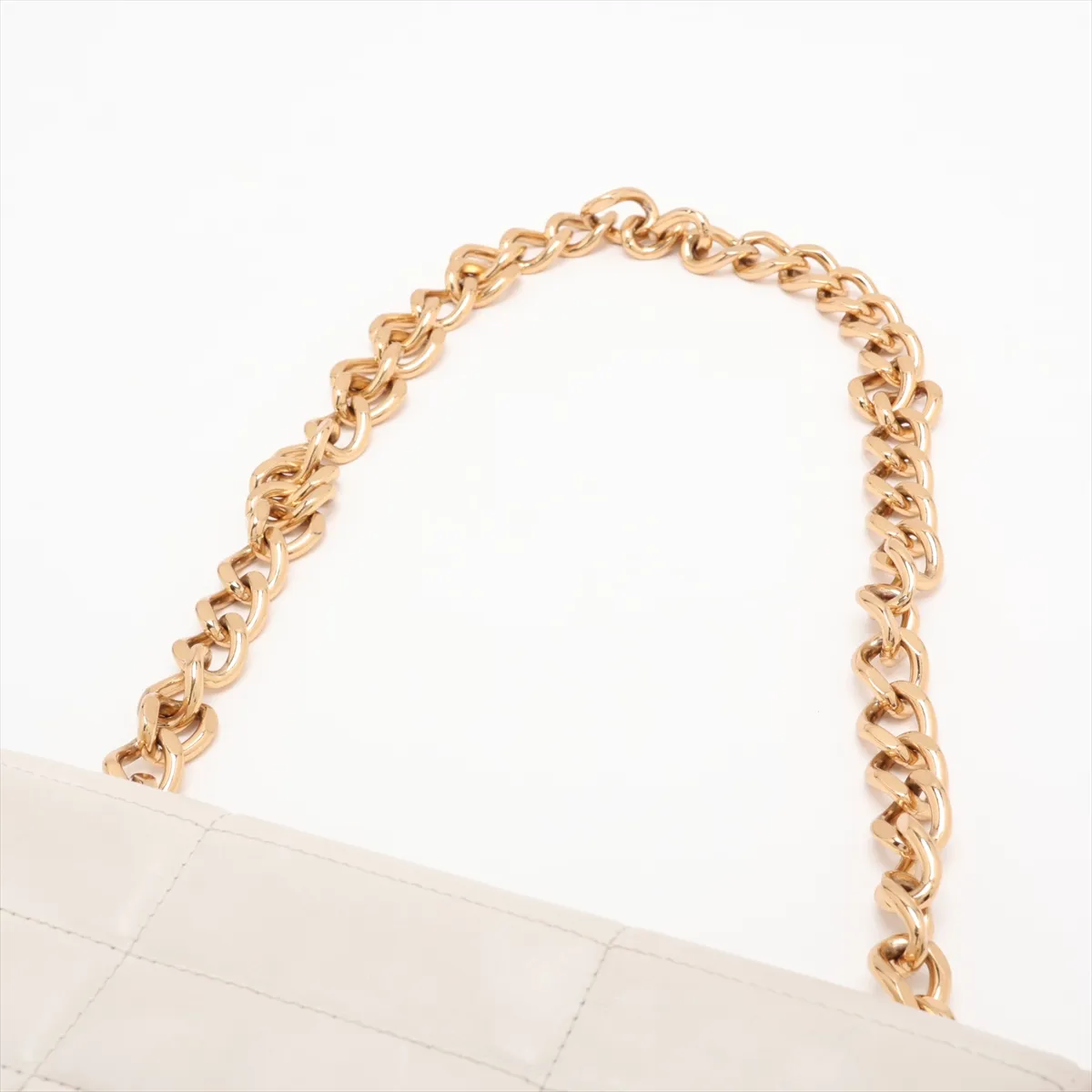 Monochrome Leather Chain Shoulder Bag, White — view 5