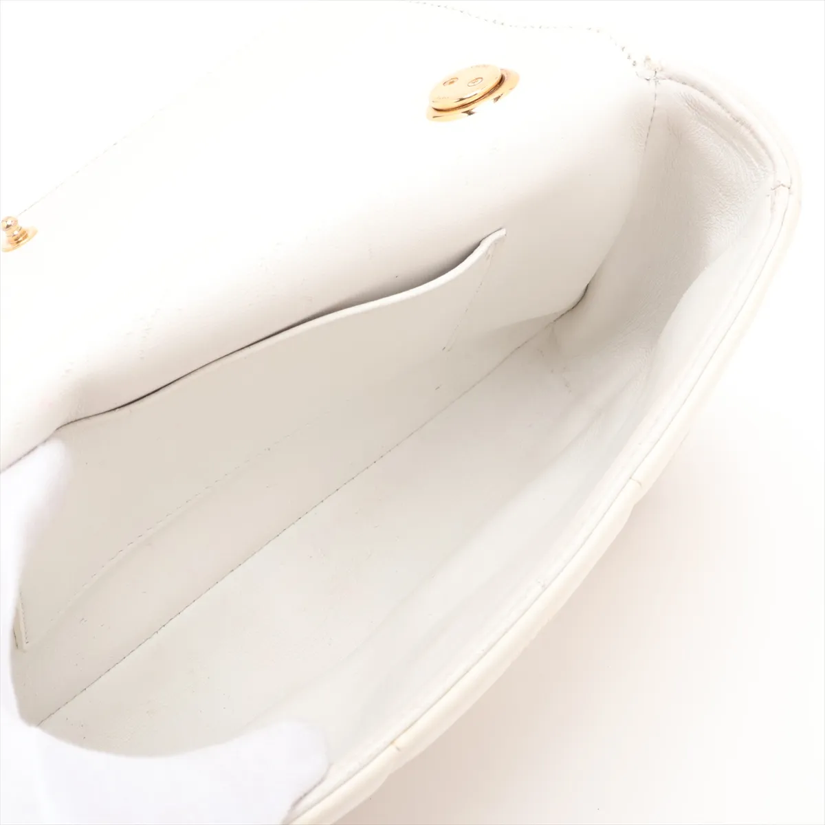Monochrome Leather Chain Shoulder Bag, White — view 6