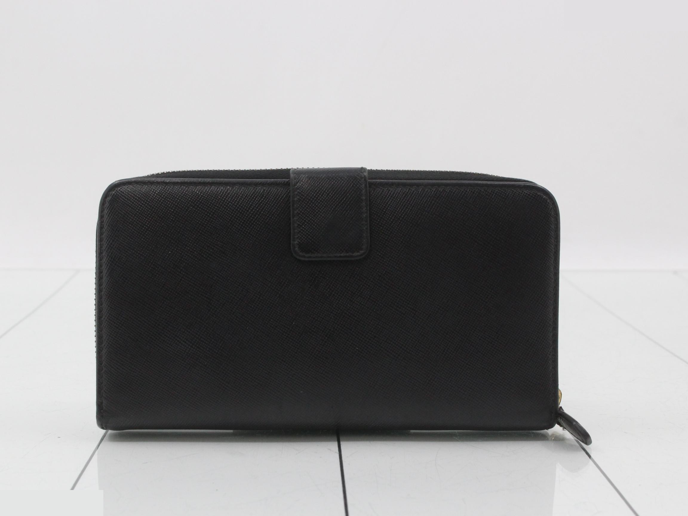 Saffiano Round Zipper Bi-fold Long Wallet — view 2