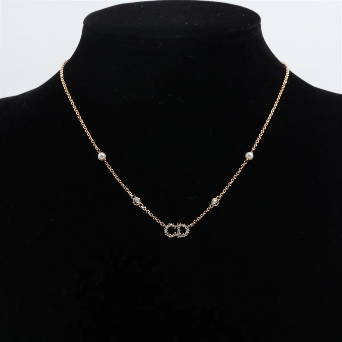 Clair D Lune Necklace GP x Rhinestone x Fake Pearl Gold — view 2