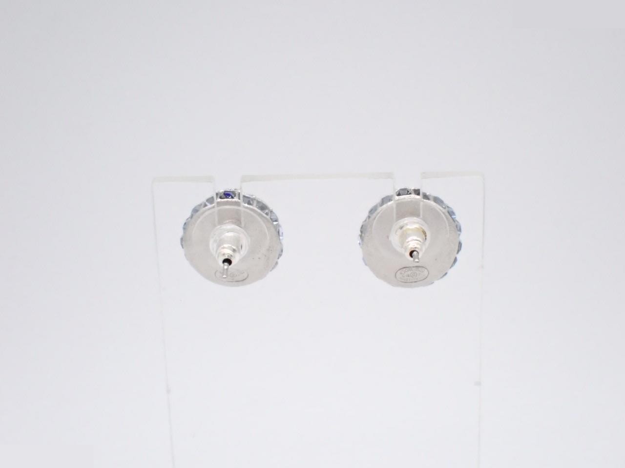 Earrings with Coco Mark design and blue stones — view 2