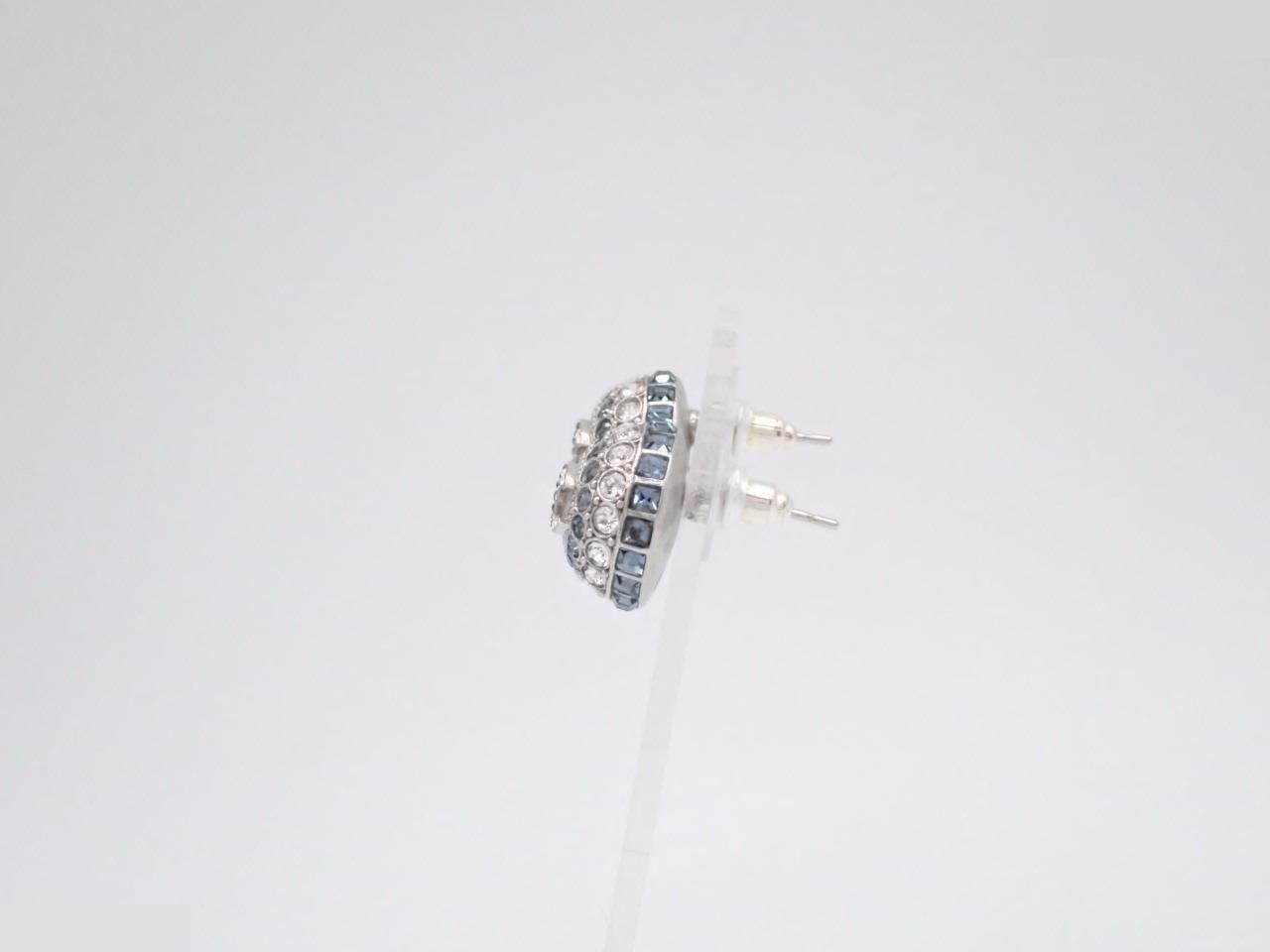 Earrings with Coco Mark design and blue stones — view 3