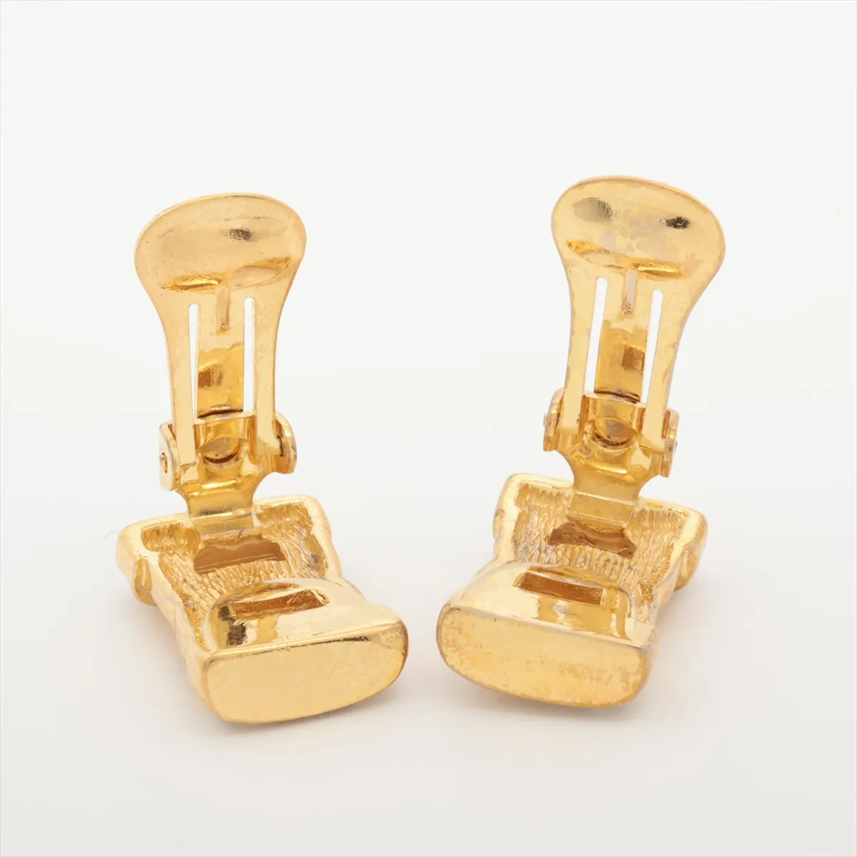 Earrings (for both ears), Gold Plated with Rhinestones, dents, — view 4
