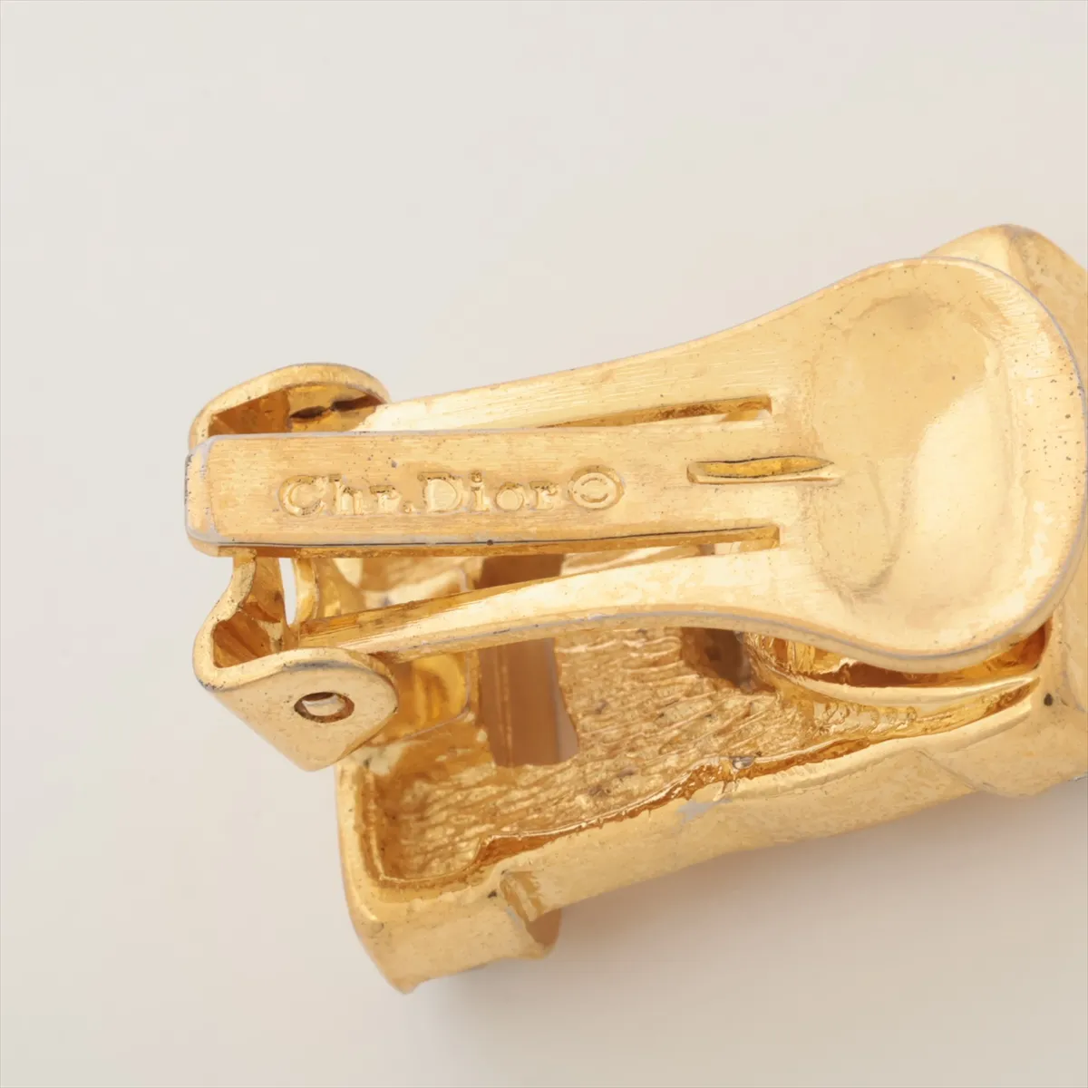 Earrings (for both ears), Gold Plated with Rhinestones, dents, — view 5