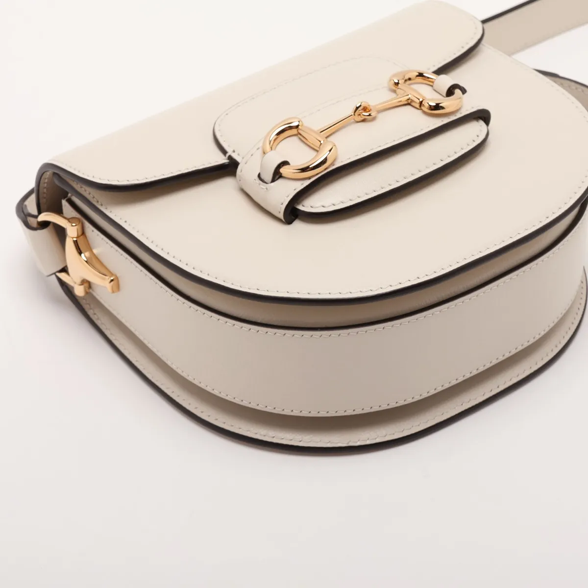 Horsebit 1955 Mini Round Bag 760191 Leather Shoulder Bag White — view 4
