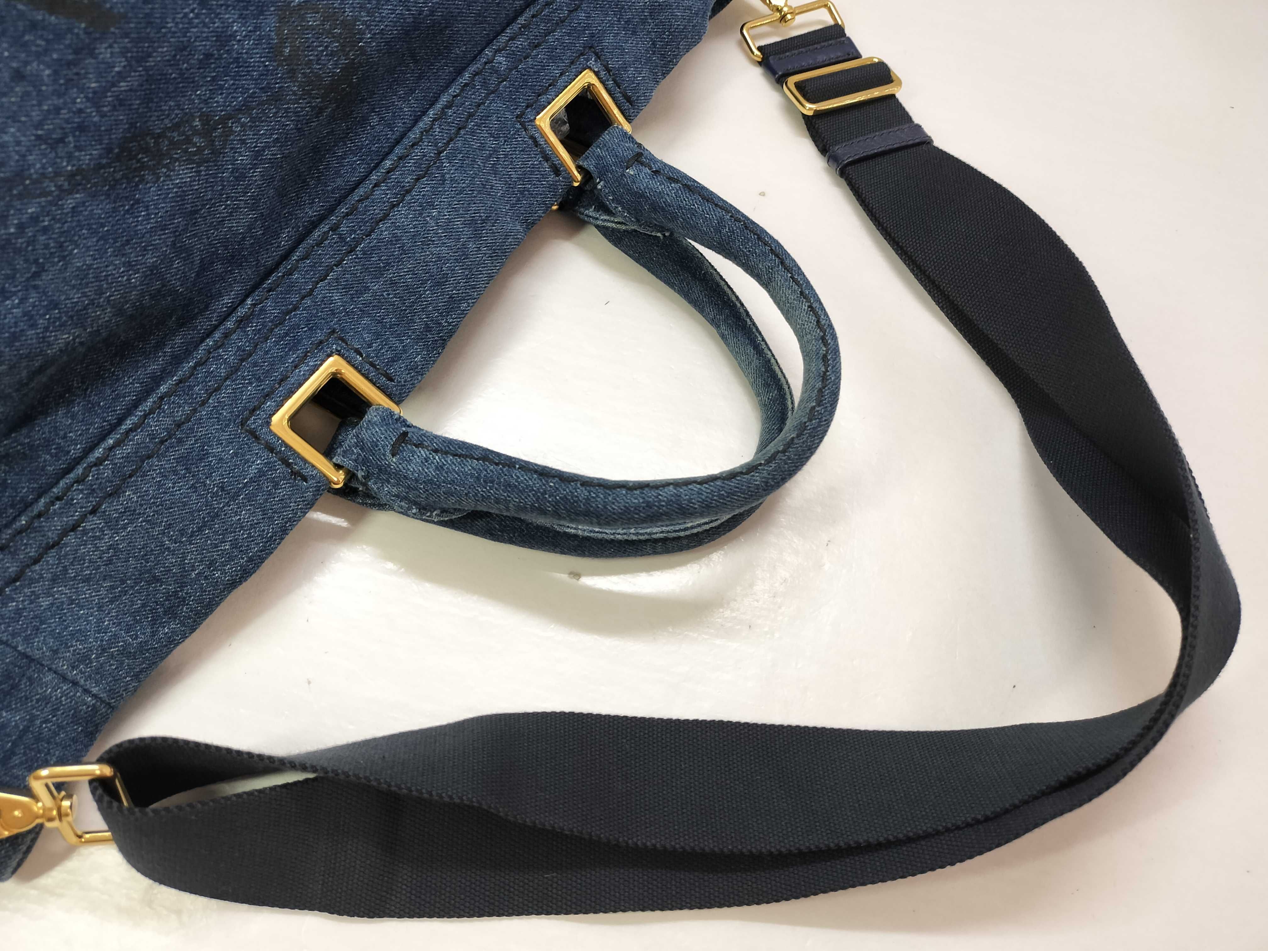 Canapa Denim 2-Way Handbag, Blue Tote Bag — view 3
