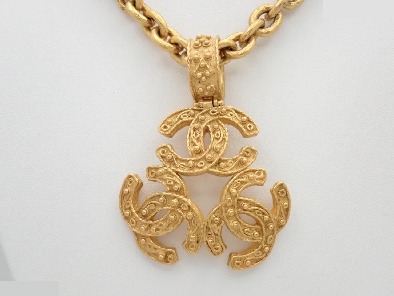 Triple Coco Mark Long Chain Necklace, Neck Circumference Approx. 102cm, 94A