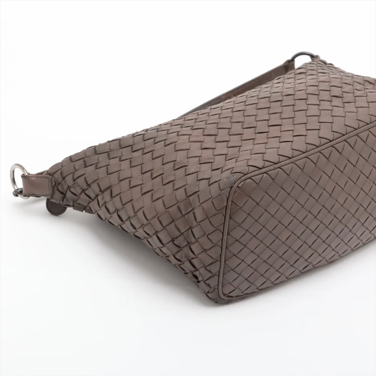 Intrecciato Leather Shoulder Bag, Brown — view 4