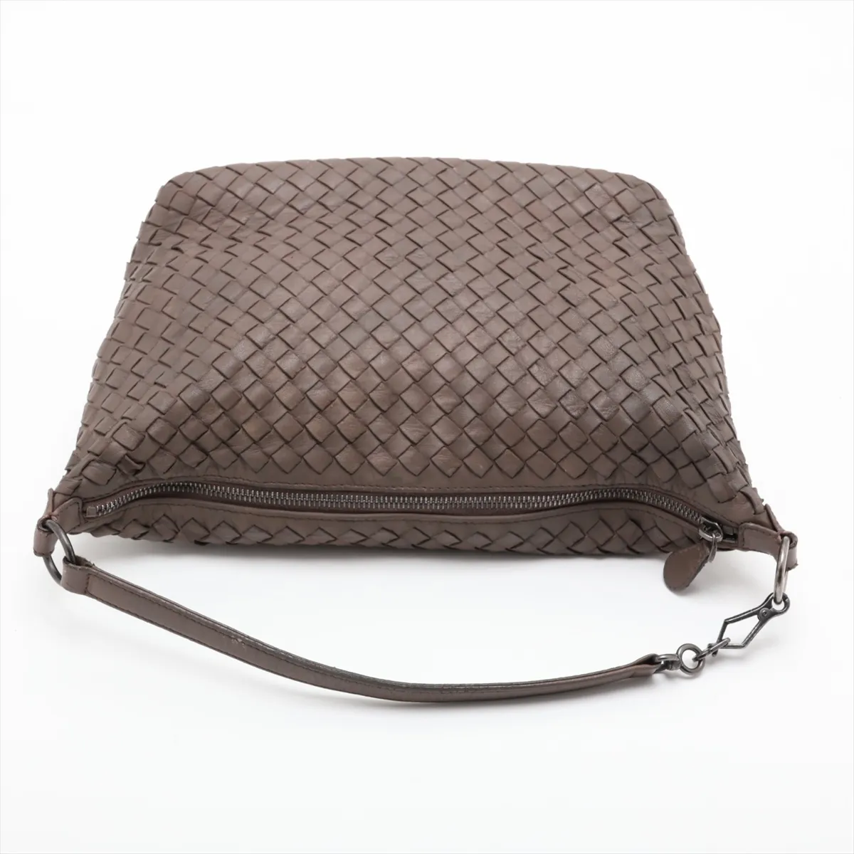 Intrecciato Leather Shoulder Bag, Brown — view 5