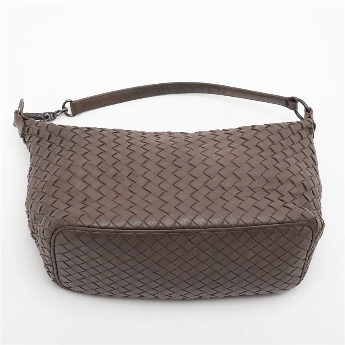 Intrecciato Leather Shoulder Bag, Brown — view 6