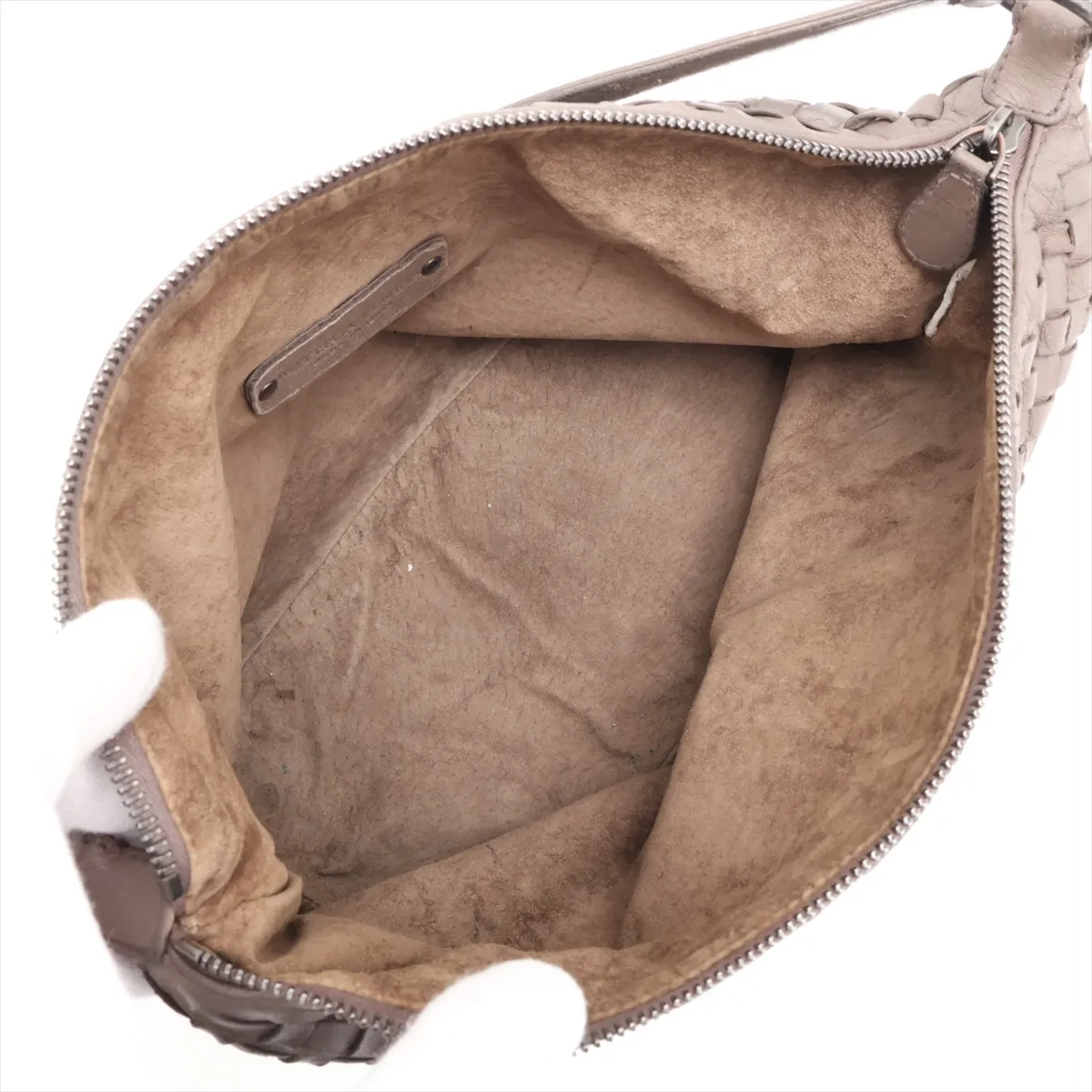 Intrecciato Leather Shoulder Bag, Brown — view 7