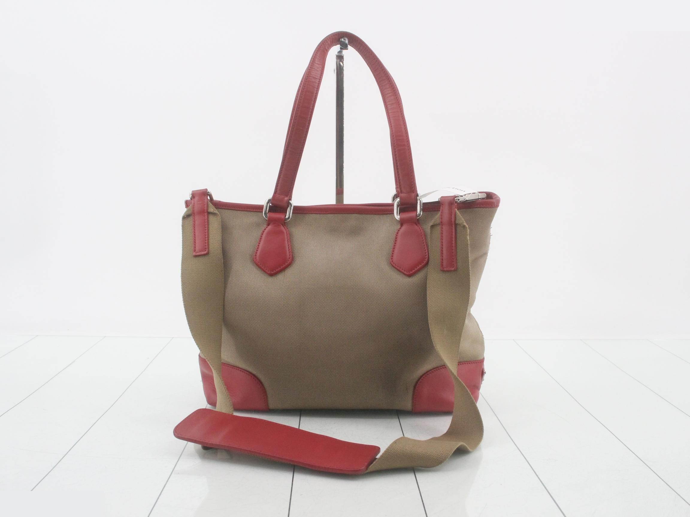 Logo Jacquard Fabric x Leather Tote Bag — view 2