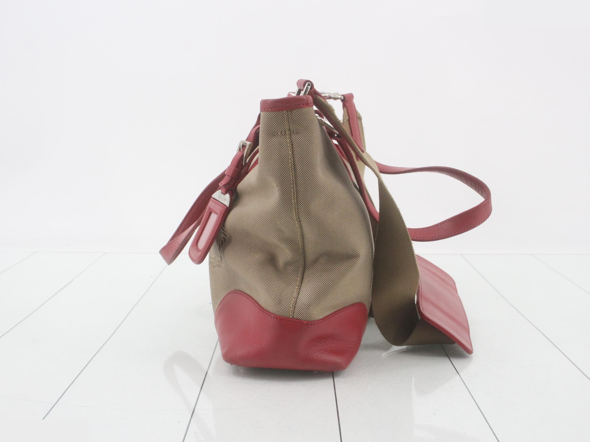 Logo Jacquard Fabric x Leather Tote Bag — view 3