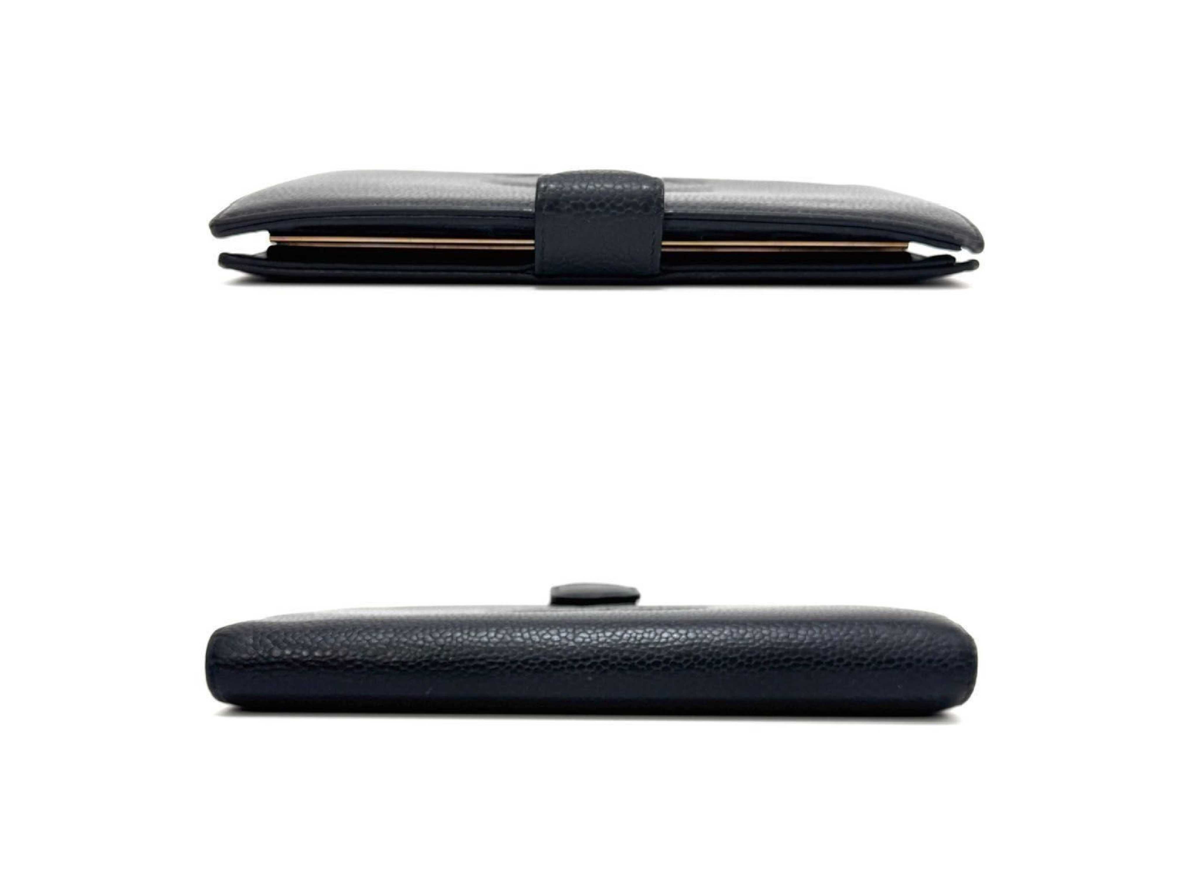 Long Wallet, Bi-fold Wallet, Black Leather, Caviar Skin, Coco Mark, Clasp Closure — view 3