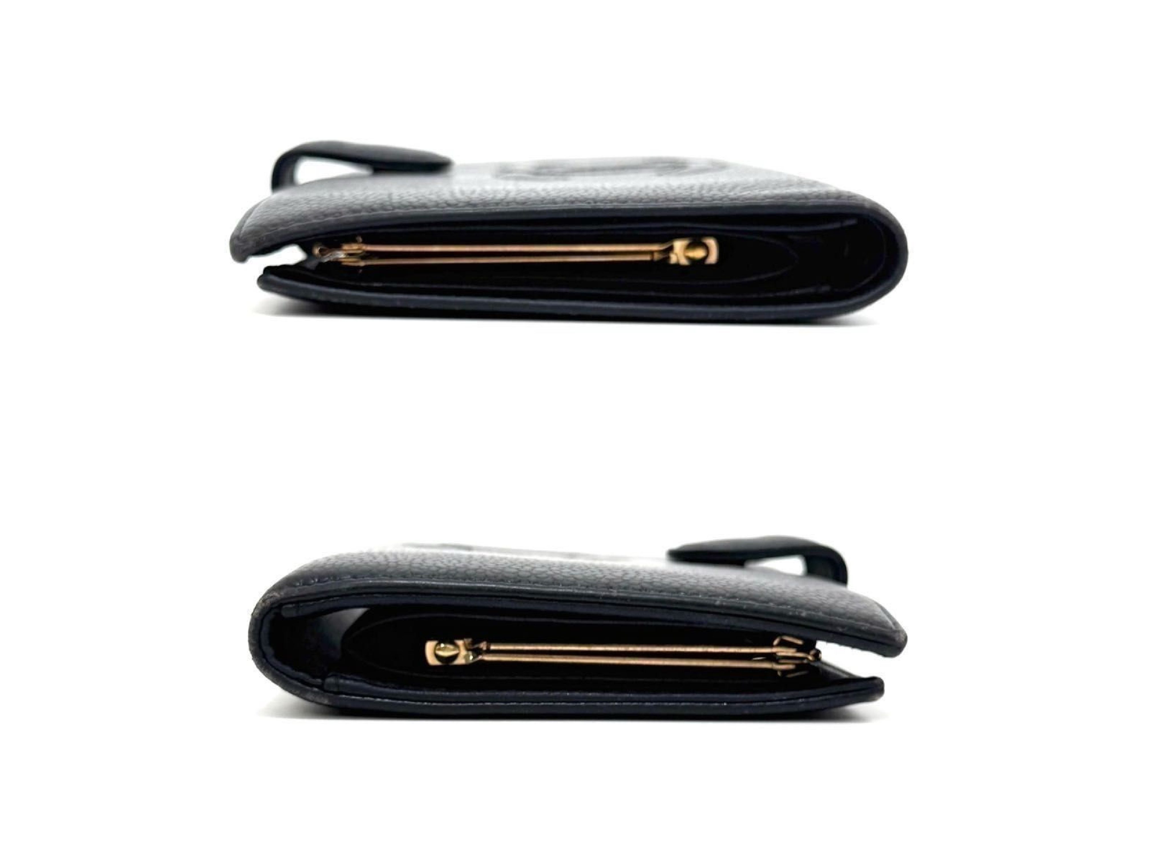 Long Wallet, Bi-fold Wallet, Black Leather, Caviar Skin, Coco Mark, Clasp Closure — view 4