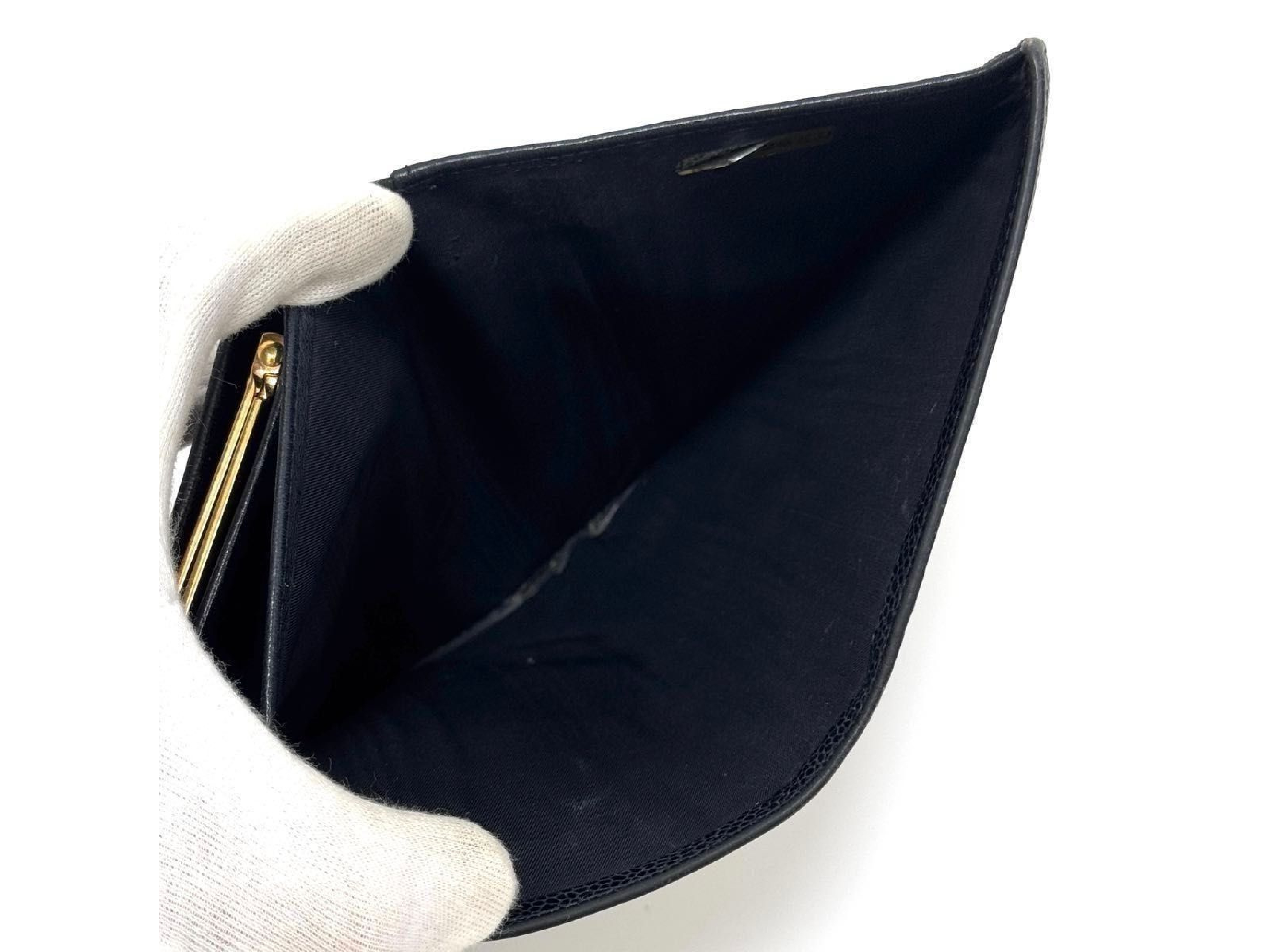 Long Wallet, Bi-fold Wallet, Black Leather, Caviar Skin, Coco Mark, Clasp Closure — view 9