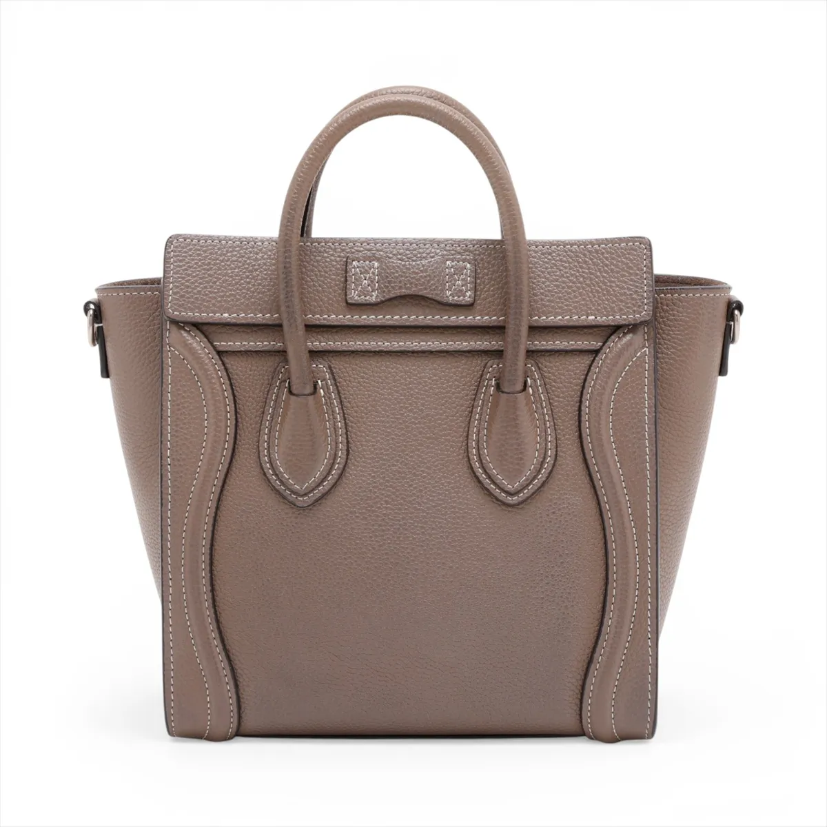 Luggage Nano Shopper Leather 2-Way Handbag, Greige — view 2