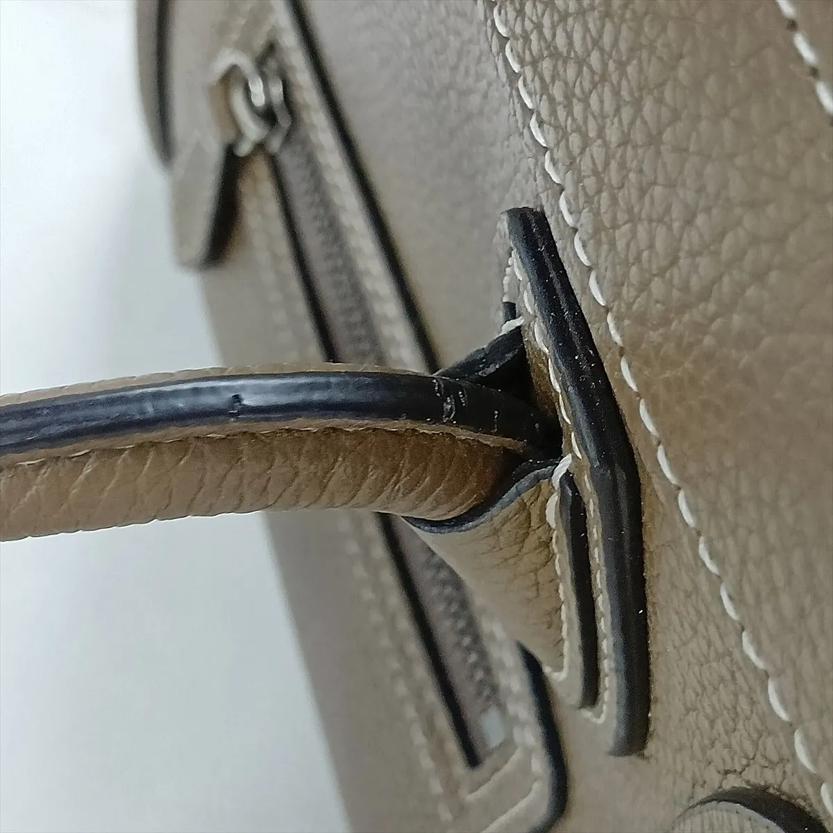 Luggage Nano Shopper Leather 2-Way Handbag, Greige — view 13