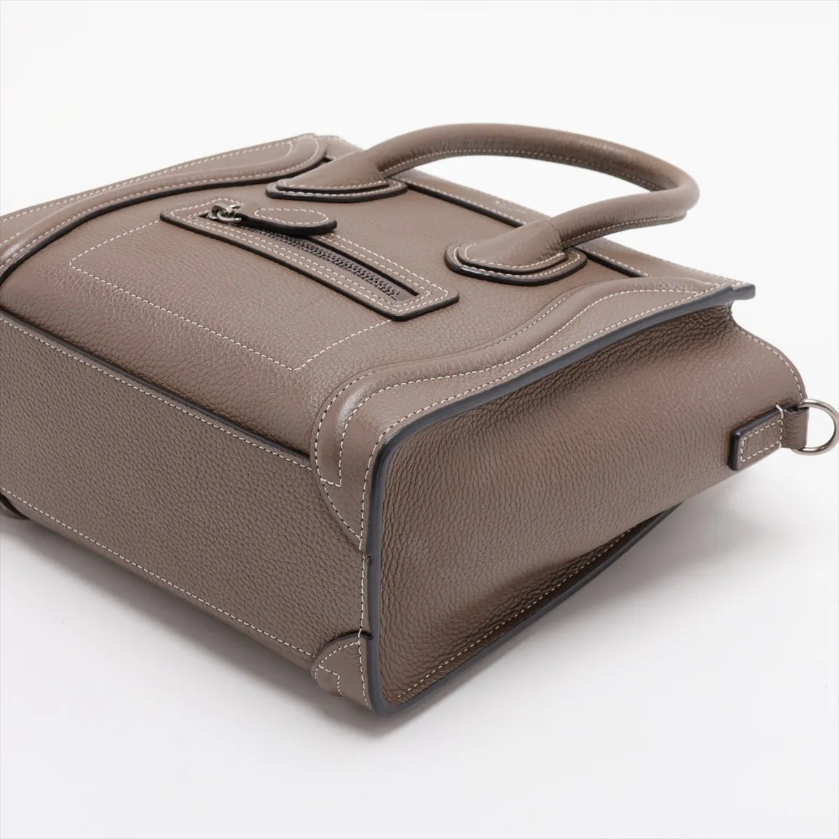 Luggage Nano Shopper Leather 2-Way Handbag, Greige — view 3