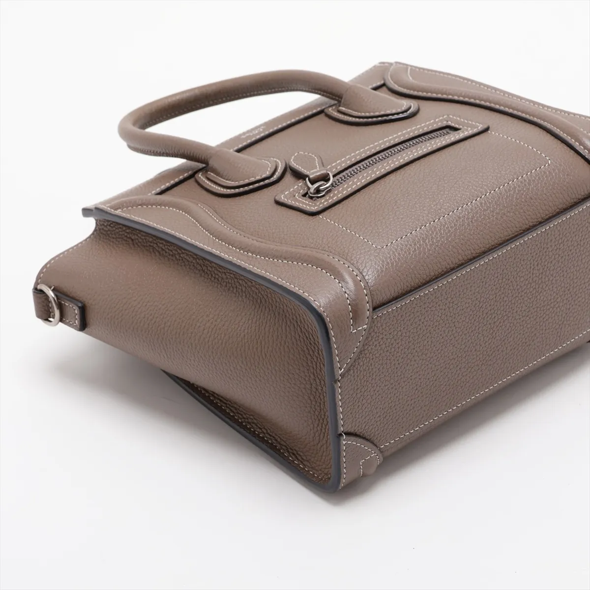 Luggage Nano Shopper Leather 2-Way Handbag, Greige — view 4