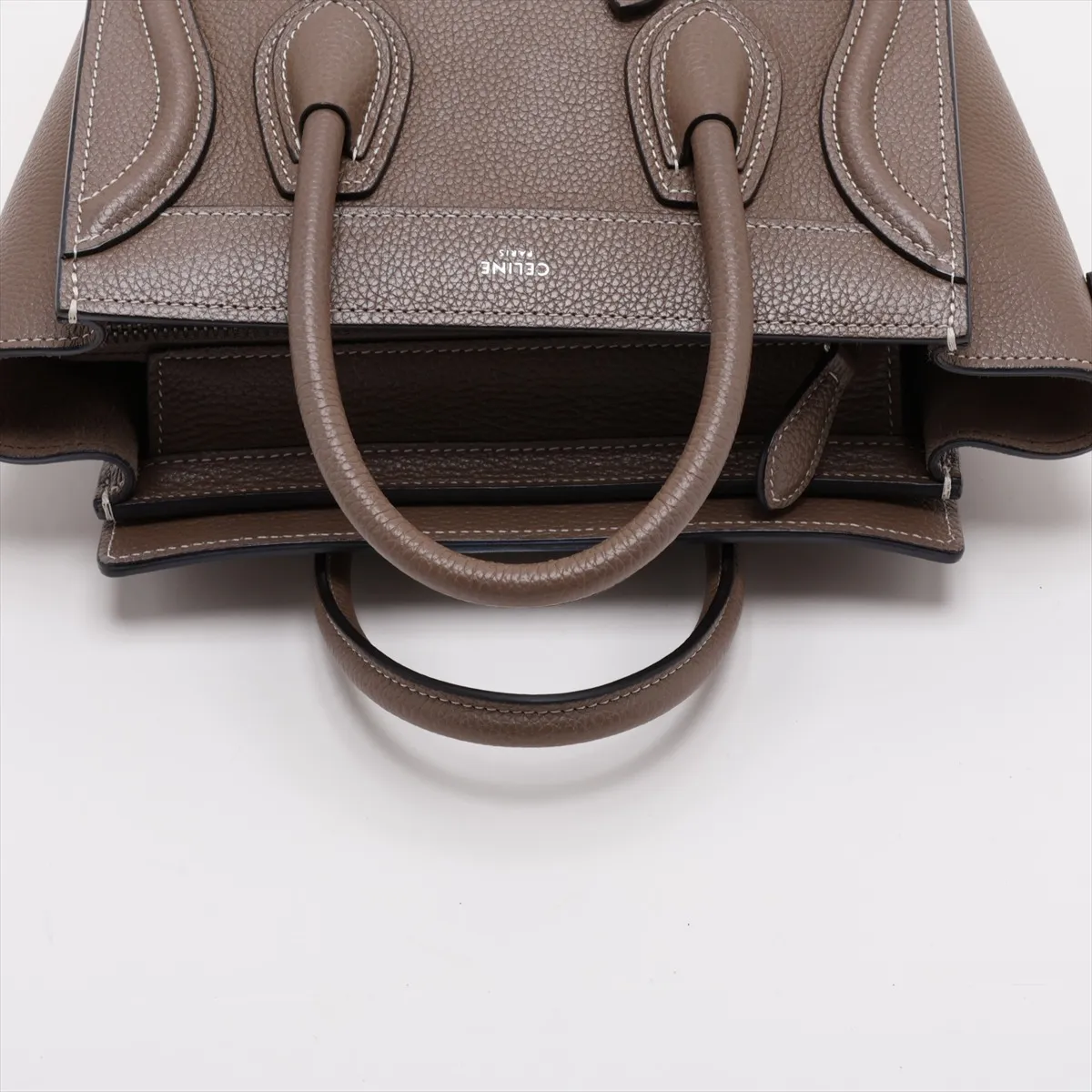 Luggage Nano Shopper Leather 2-Way Handbag, Greige — view 5