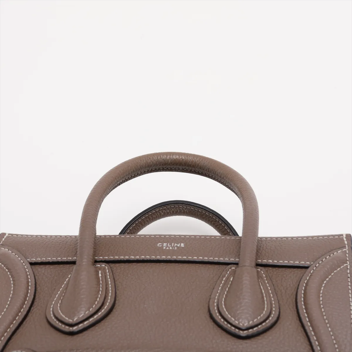 Luggage Nano Shopper Leather 2-Way Handbag, Greige — view 6