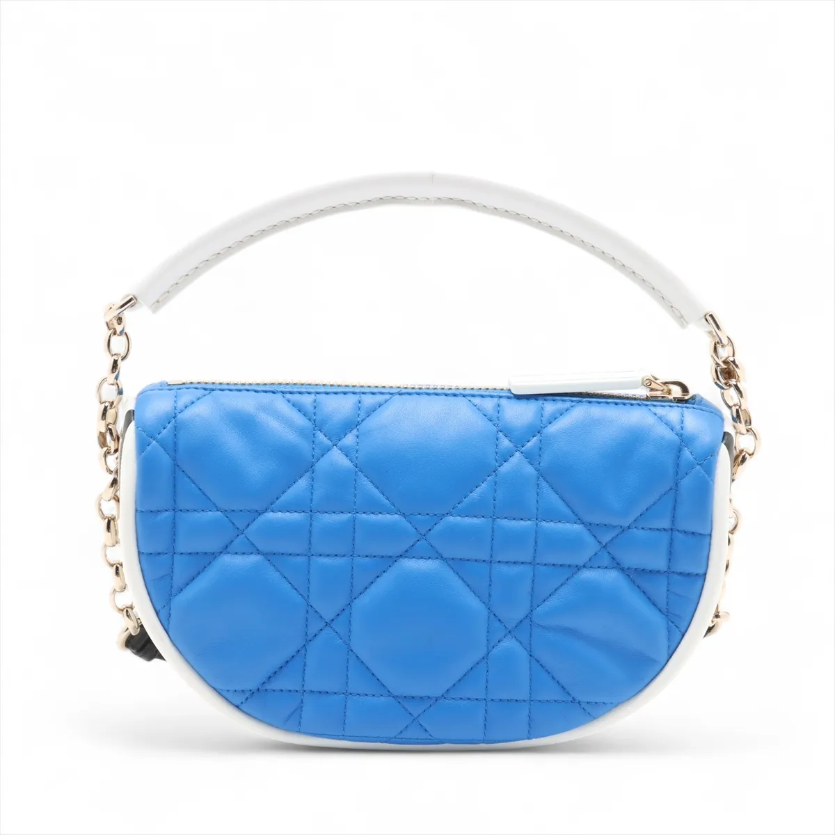 Cannage Dior Vibe Leather 2WAY Shoulder Bag Blue x White — view 2
