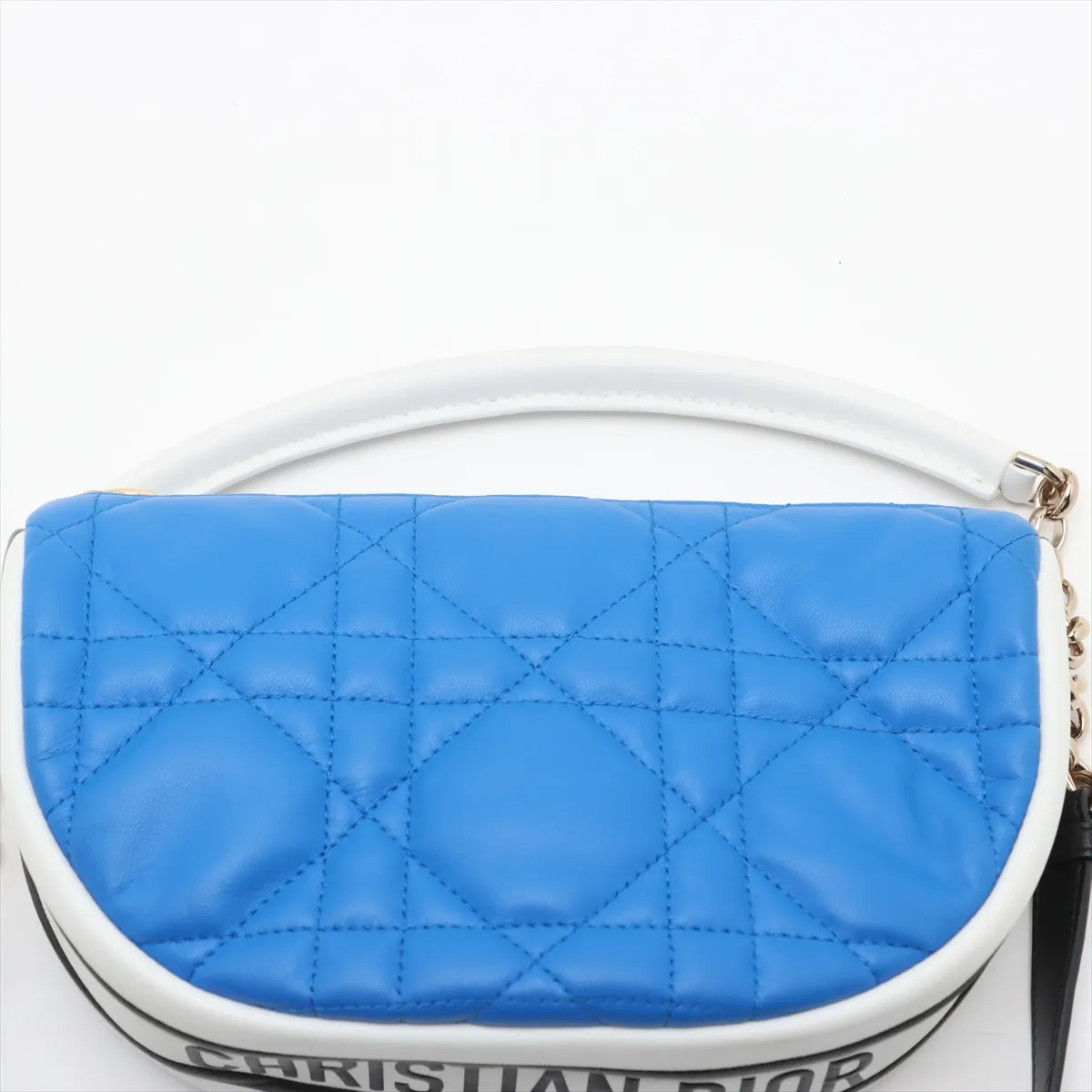 Cannage Dior Vibe Leather 2WAY Shoulder Bag Blue x White — view 6