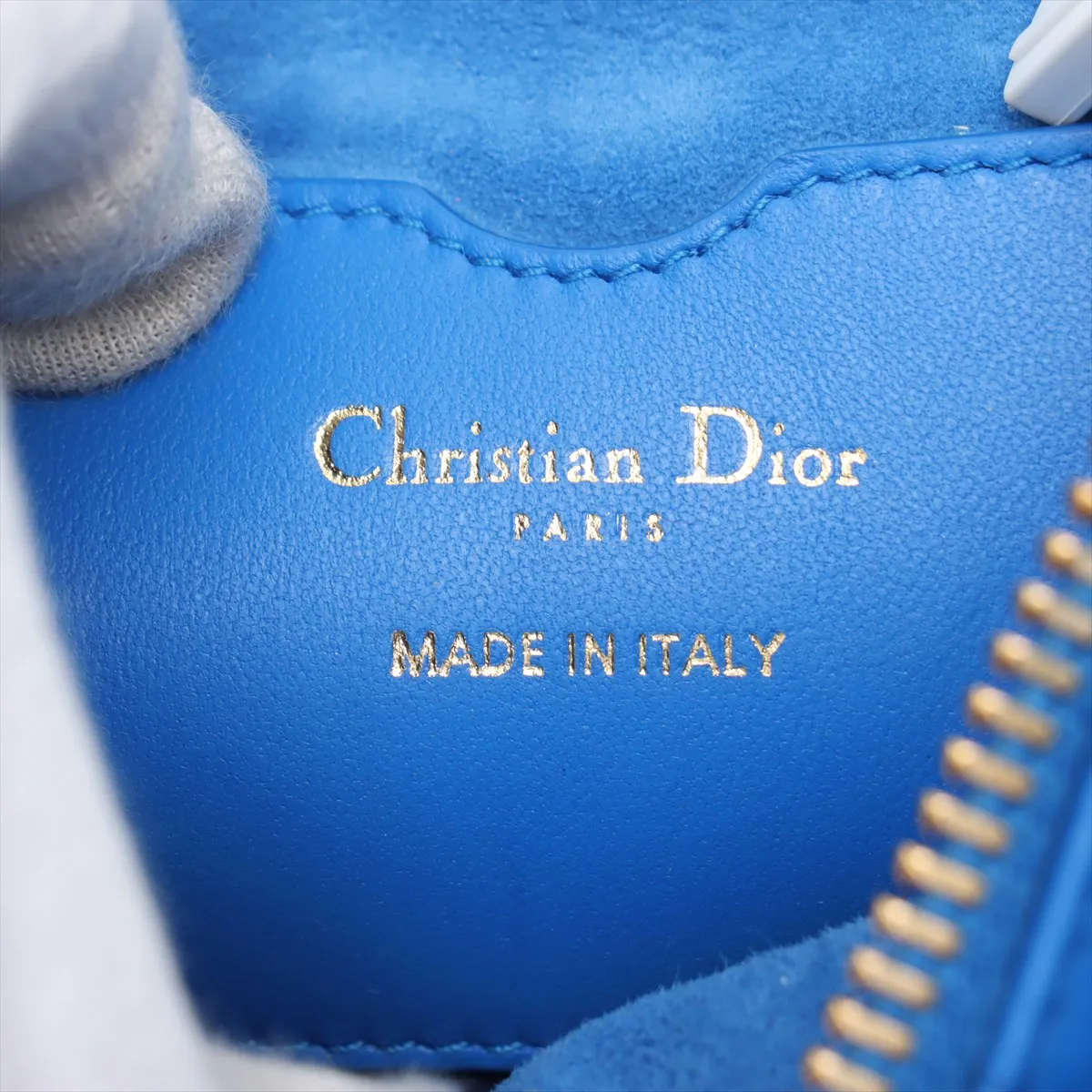 Cannage Dior Vibe Leather 2WAY Shoulder Bag Blue x White — view 10