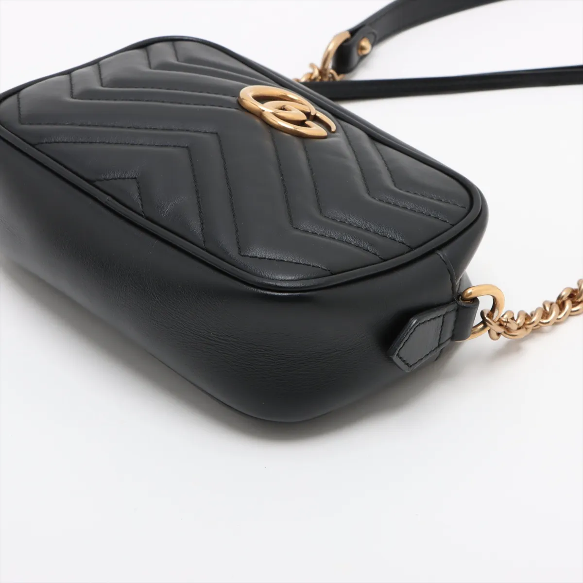 GG Marmont Leather Chain Shoulder Bag Black 448065 — view 3